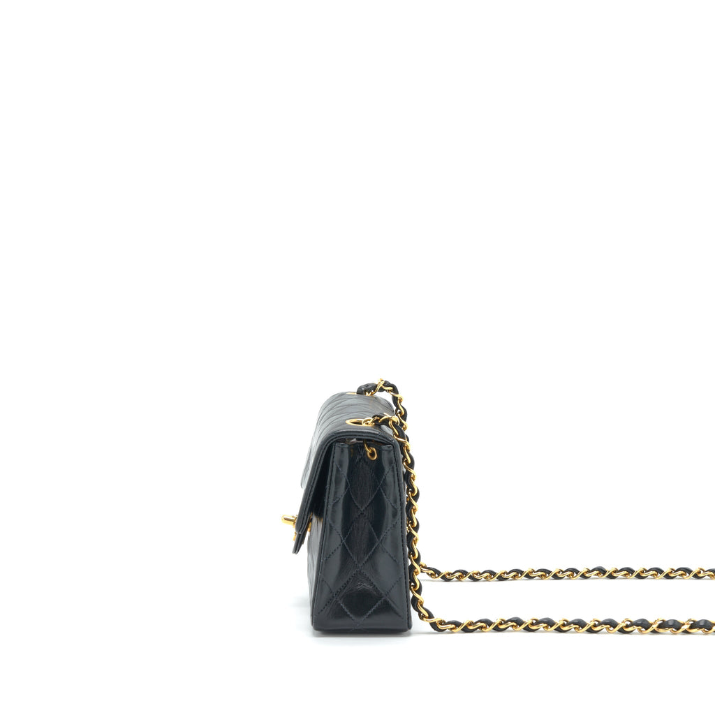CHANEL VINTAGE MINI SQUARE FLAP BAG LAMBSKIN BLACK GHW