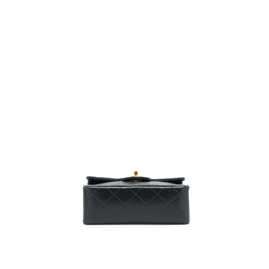 CHANEL VINTAGE MINI SQUARE FLAP BAG LAMBSKIN BLACK GHW