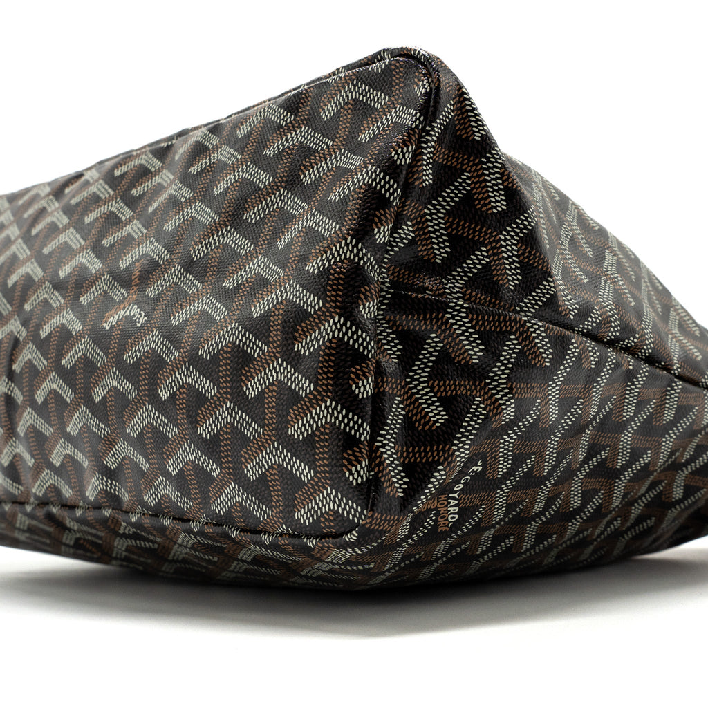 GOYARD BOHEME HOBO BAG CANVAS/ CALFSKIN BLACK/ TAN SHW WITH NECESSAIRE BAG ECRU