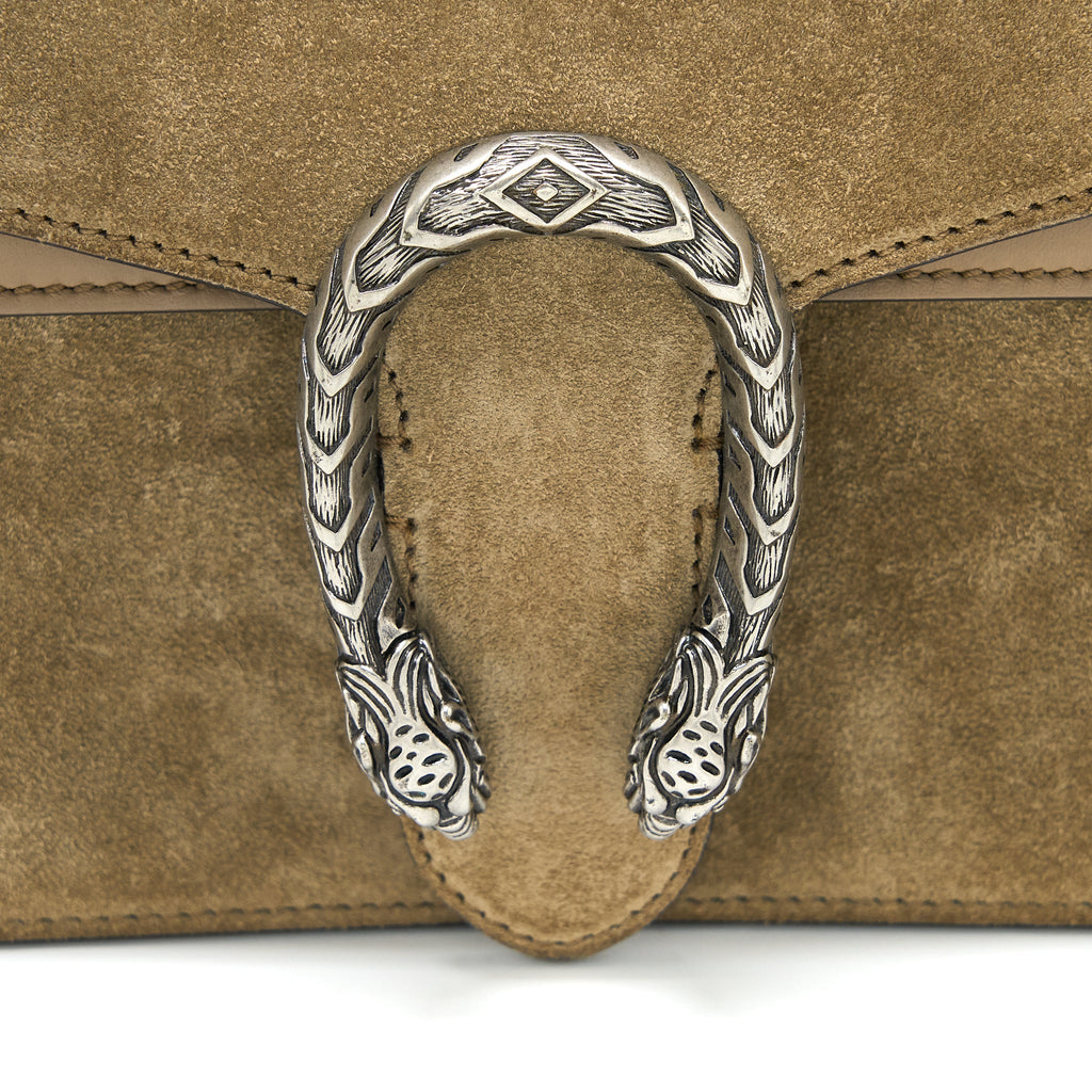 GUCCI SMALL DIONYSUS BAG SUEDE LEATHER DARK BEIGE SHW