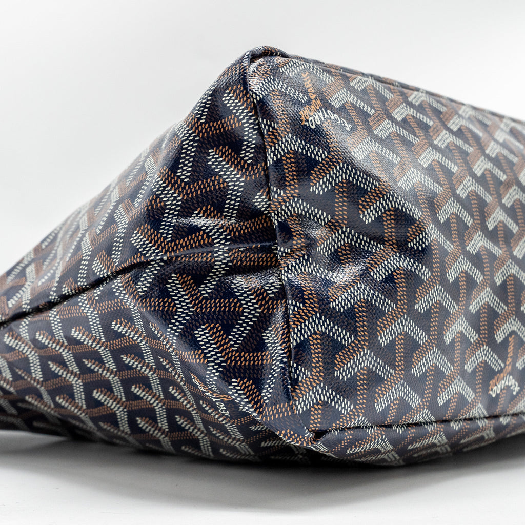 GOYARD BOHEME HOBO BAG GOYARDINE CANVAS/CALFSKIN NAVY SHW