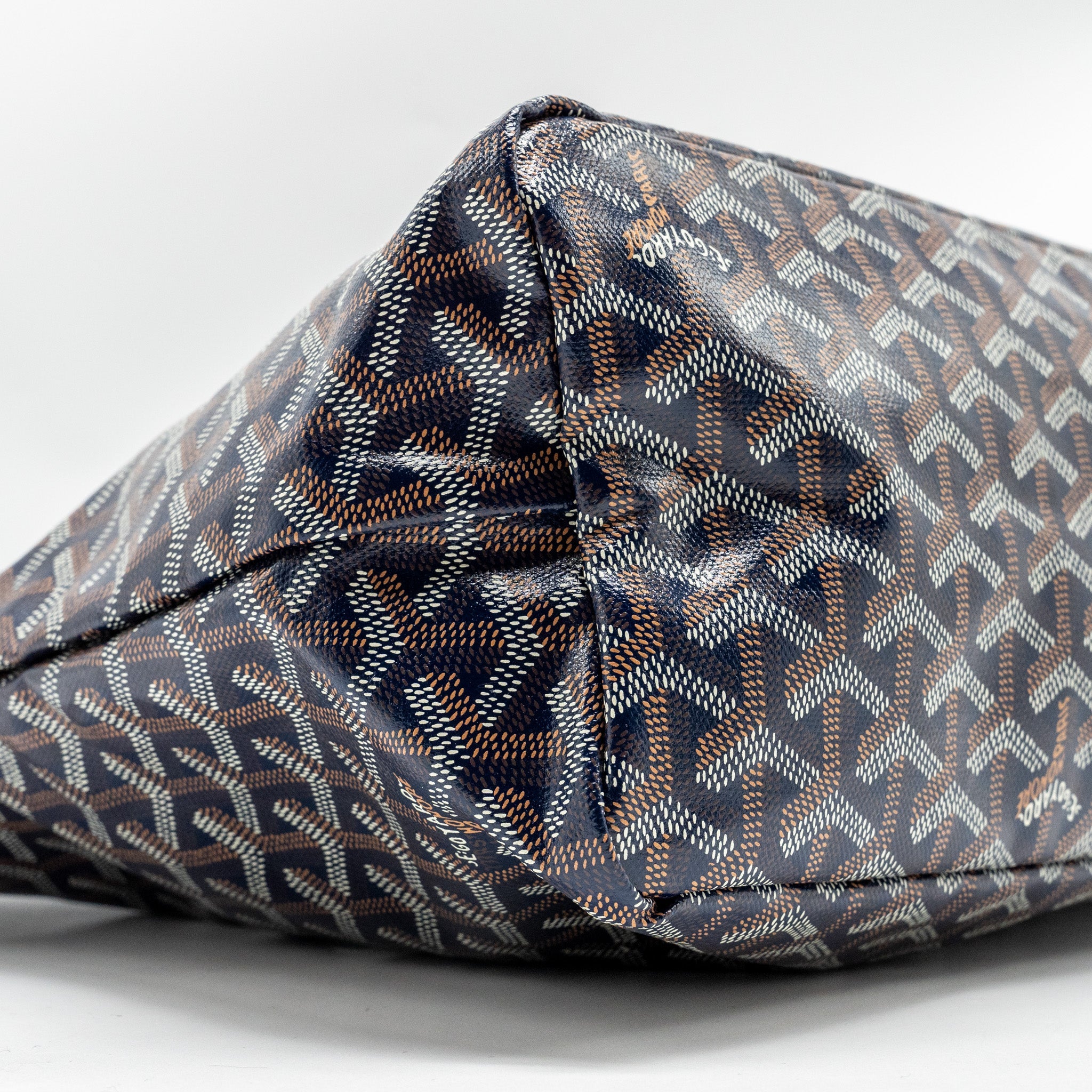 GOYARD BOHEME HOBO BAG GOYARDINE CANVAS/CALFSKIN NAVY SHW
