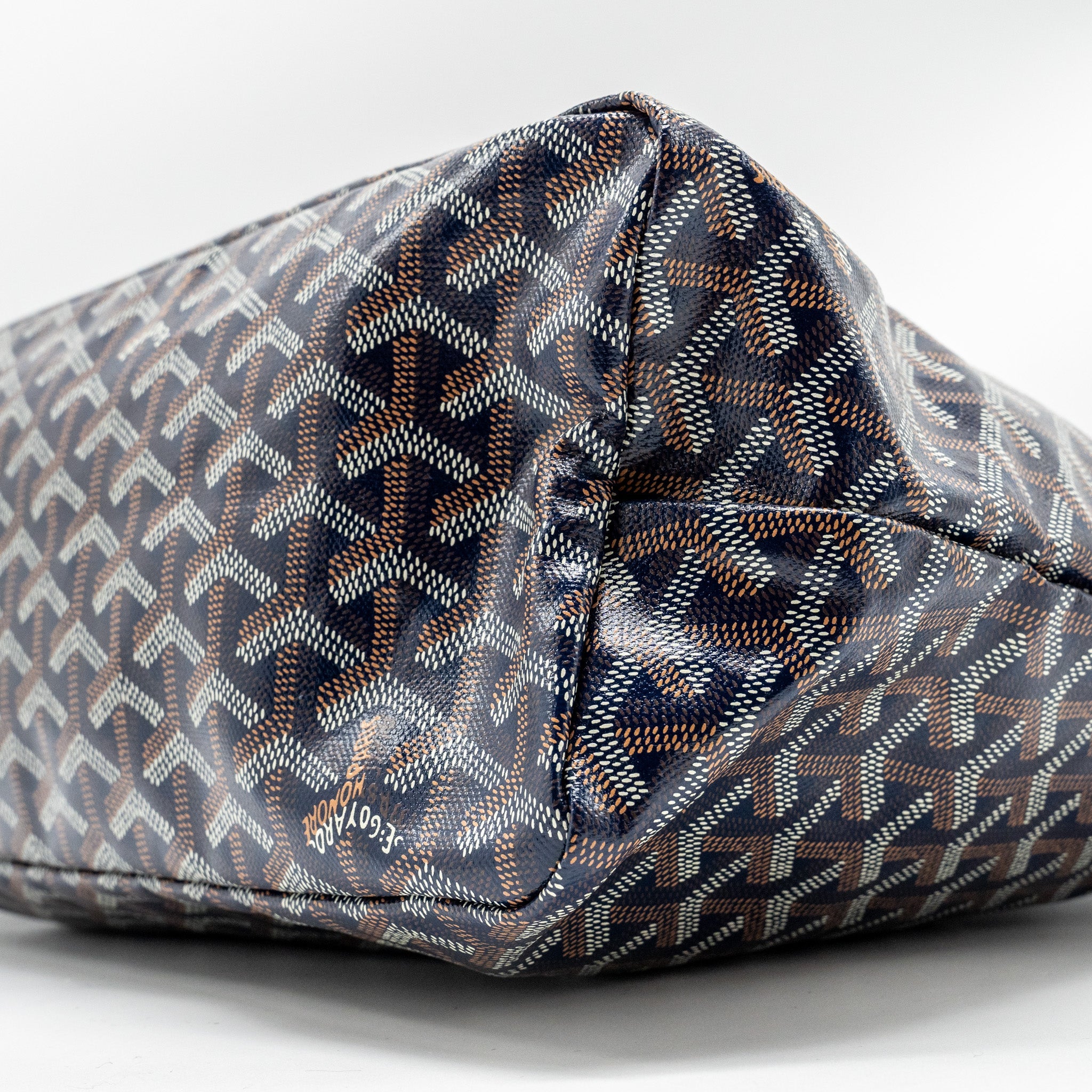GOYARD BOHEME HOBO BAG GOYARDINE CANVAS/CALFSKIN NAVY SHW
