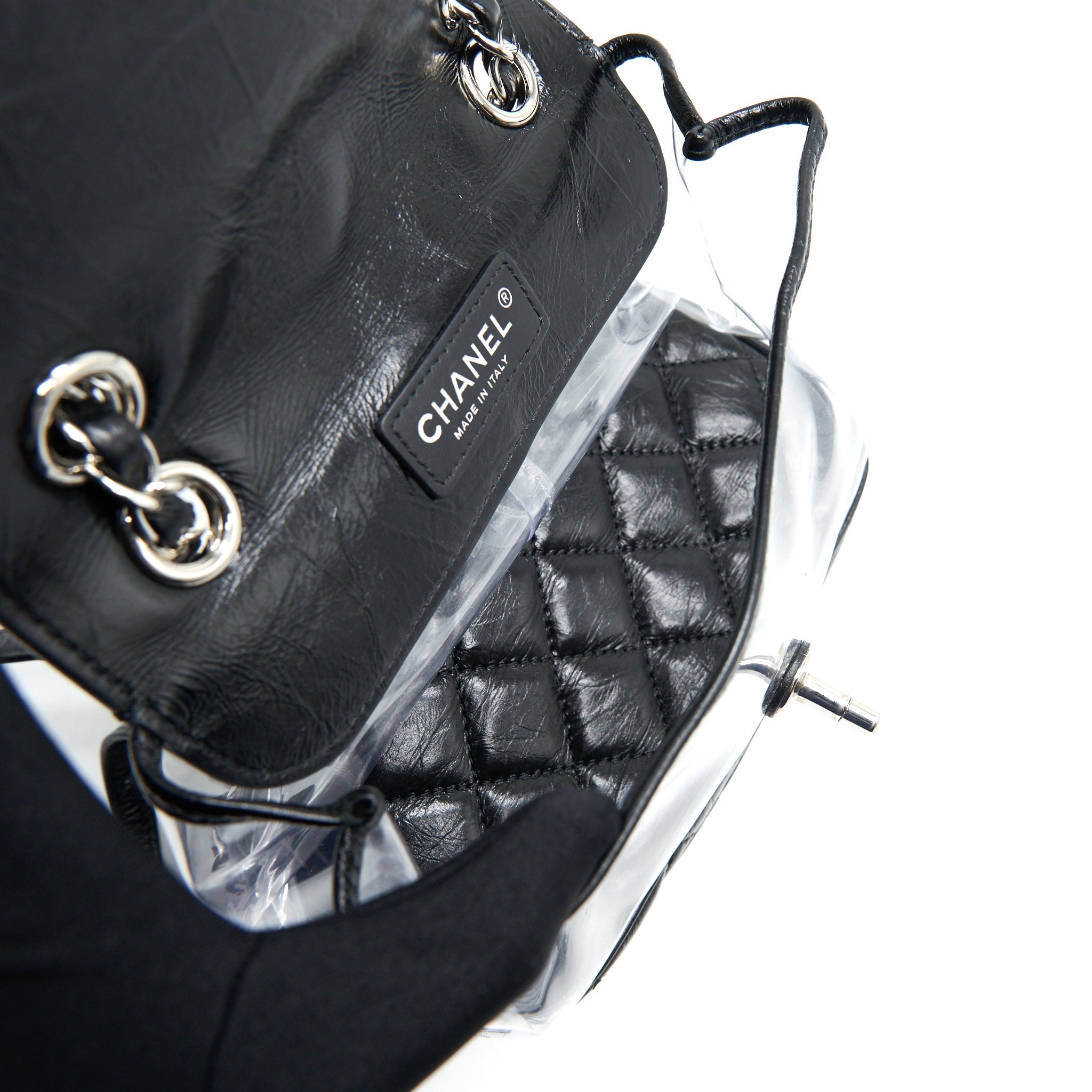 CHANEL TRANSPARENT BACK PACK PVC/LEATHER BACKPACK