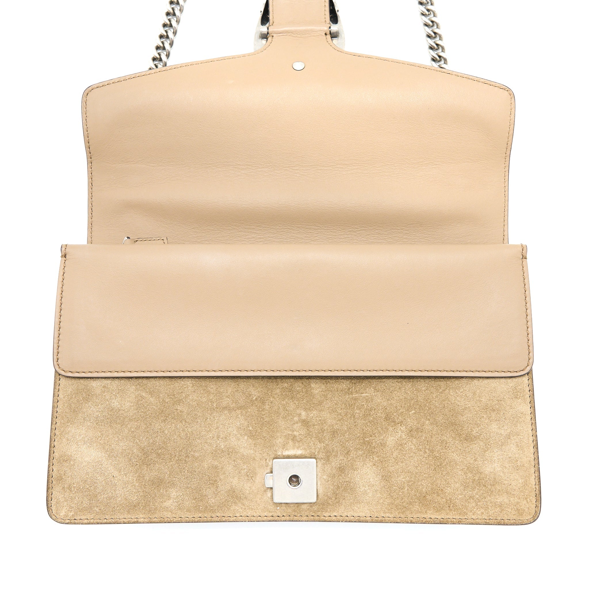 GUCCI SMALL DIONYSUS BAG SUEDE LEATHER DARK BEIGE SHW