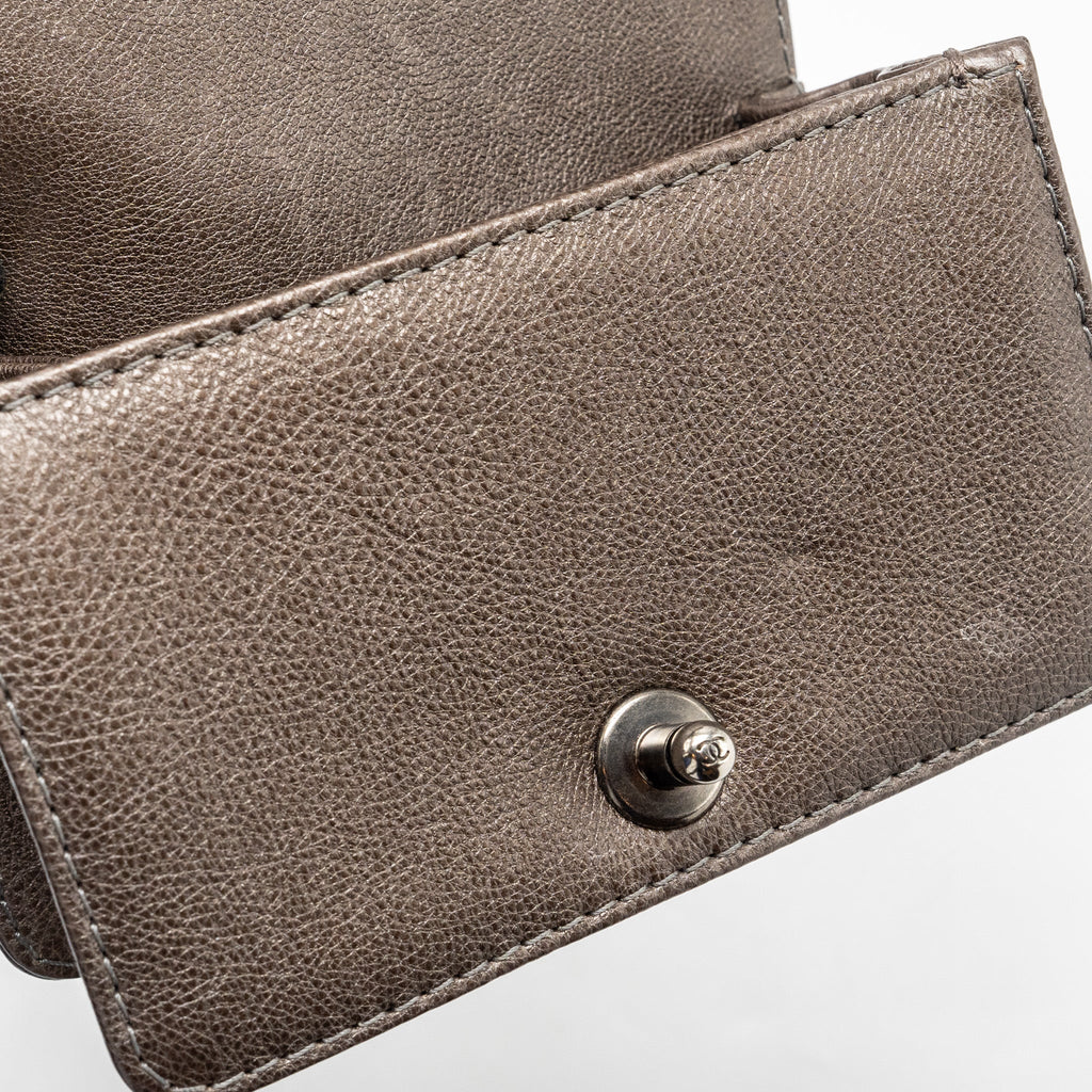 CHANEL SUPER MINI BOY BAG GRAINED CALFSKIN BRONZE RUTHENIUM HARDWARE