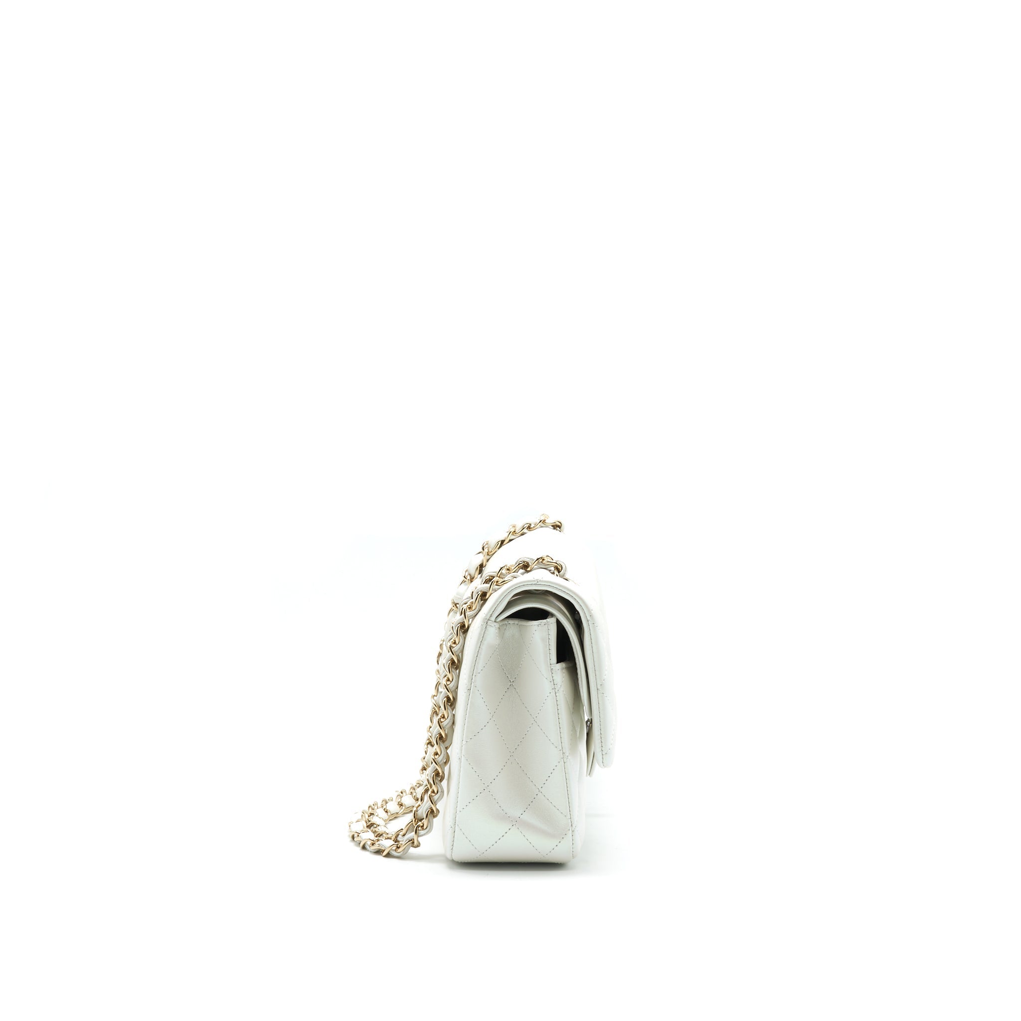 CHANEL MEDIUM S21 IRIDESCENT WHITE CLASSIC BAG