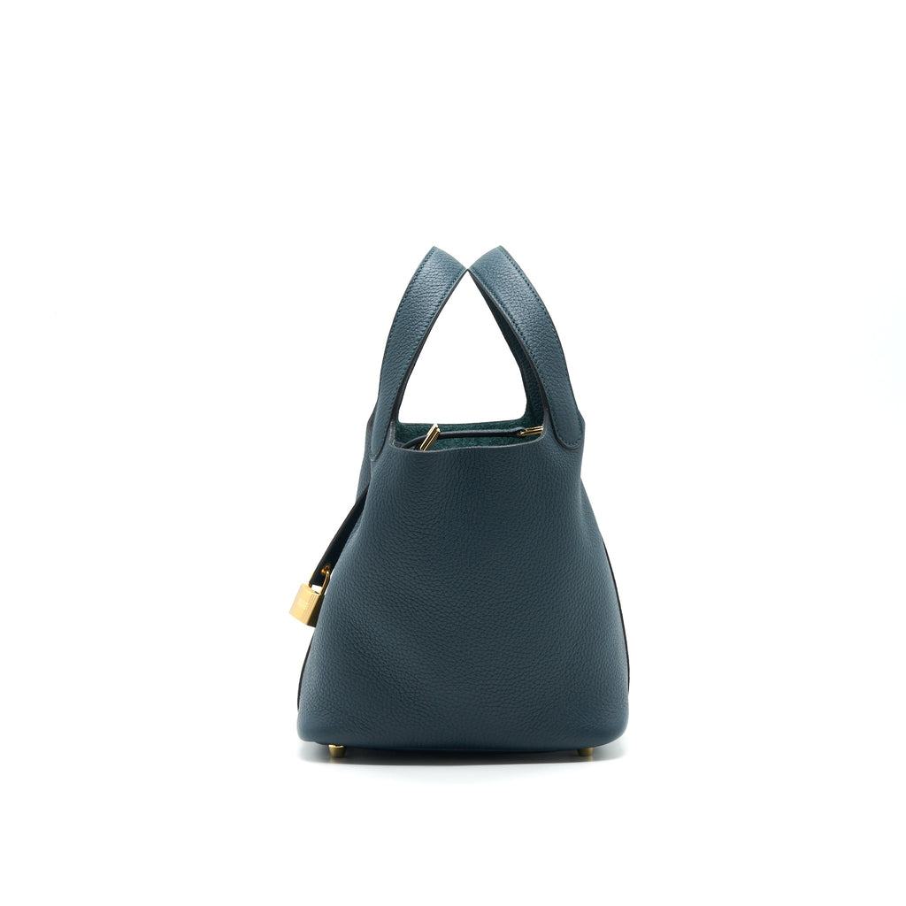HERMES PICOTIN 18 LOCK BAG VERT CYPRES WITH GHW