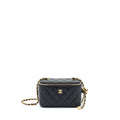 CHANEL 22S PEARL CRUSH LONG VANITY WITH CHAIN LAMBSKIN BLACK GHW
