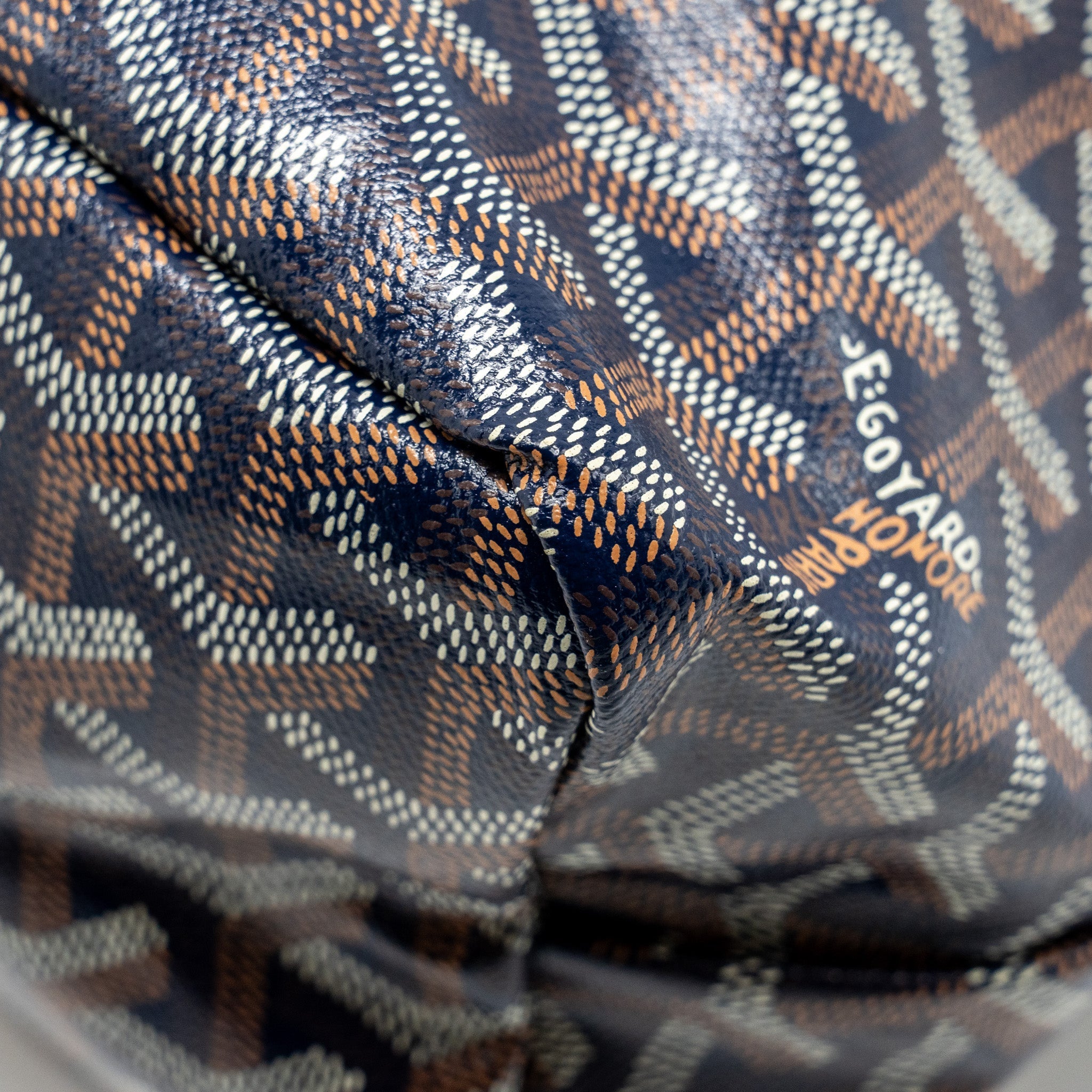GOYARD BOHEME HOBO BAG GOYARDINE CANVAS/CALFSKIN NAVY SHW