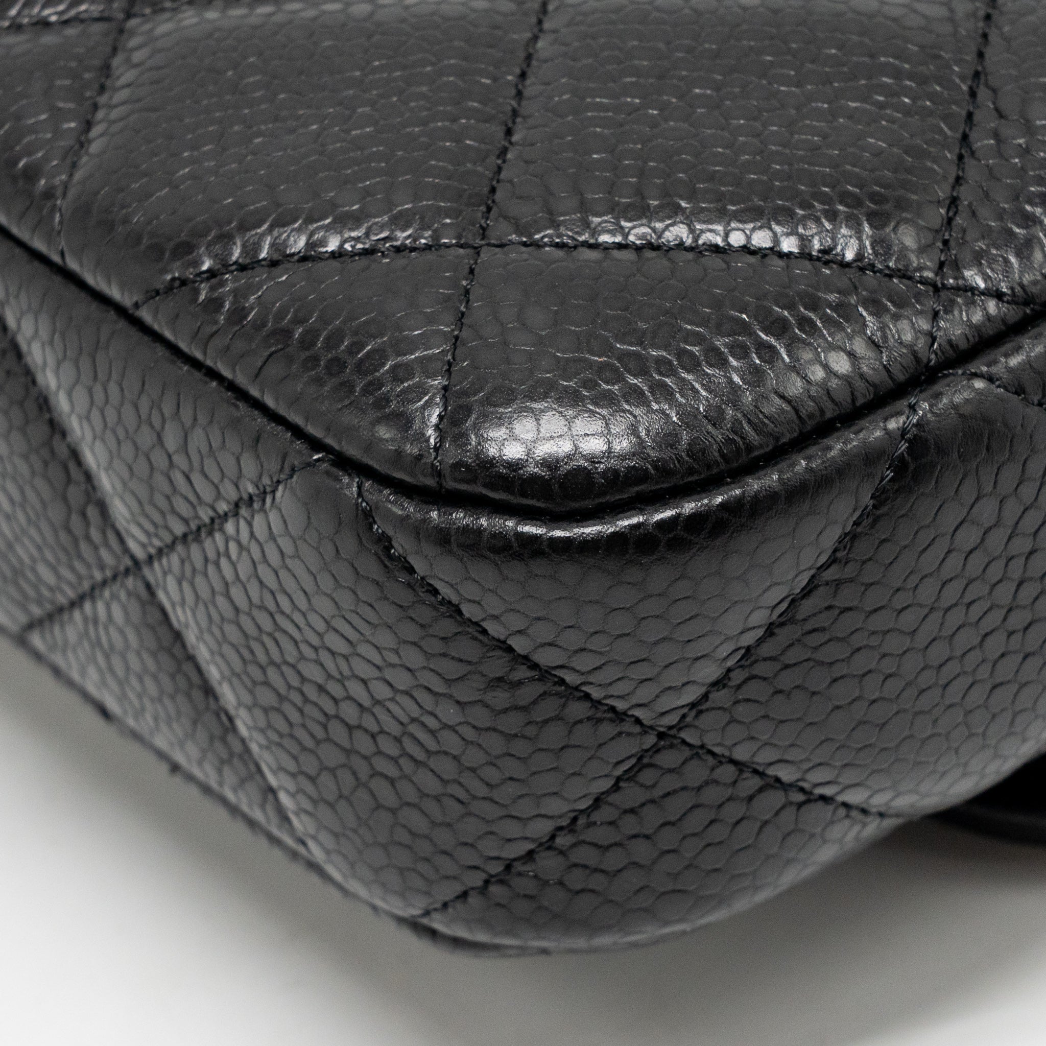 CHANEL TOP HANDLE QUILTED CC FLAP BAG GRAINED SHINY CALFSKIN BLACK GHW (MICROCHIP)