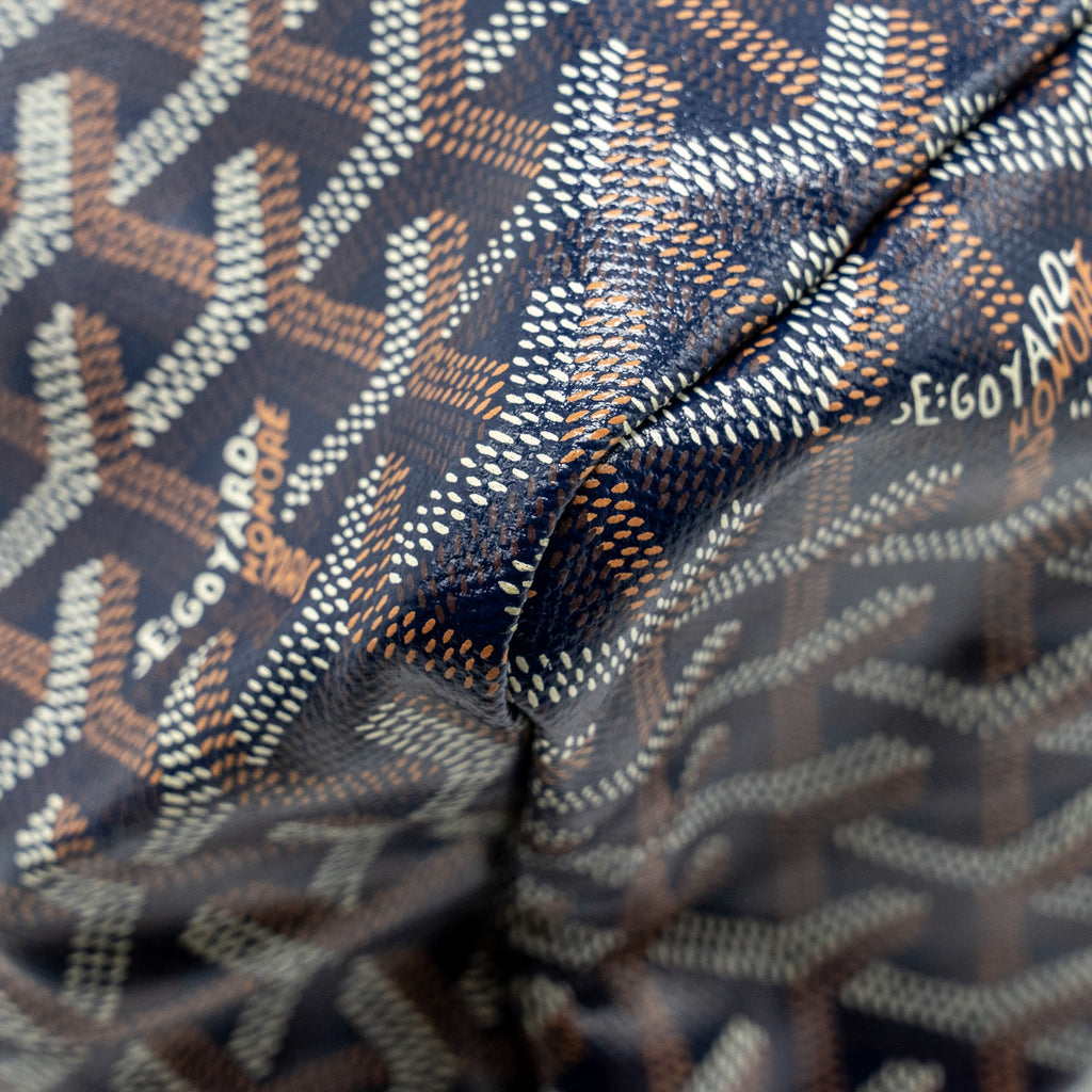 GOYARD BOHEME HOBO BAG GOYARDINE CANVAS/CALFSKIN NAVY SHW