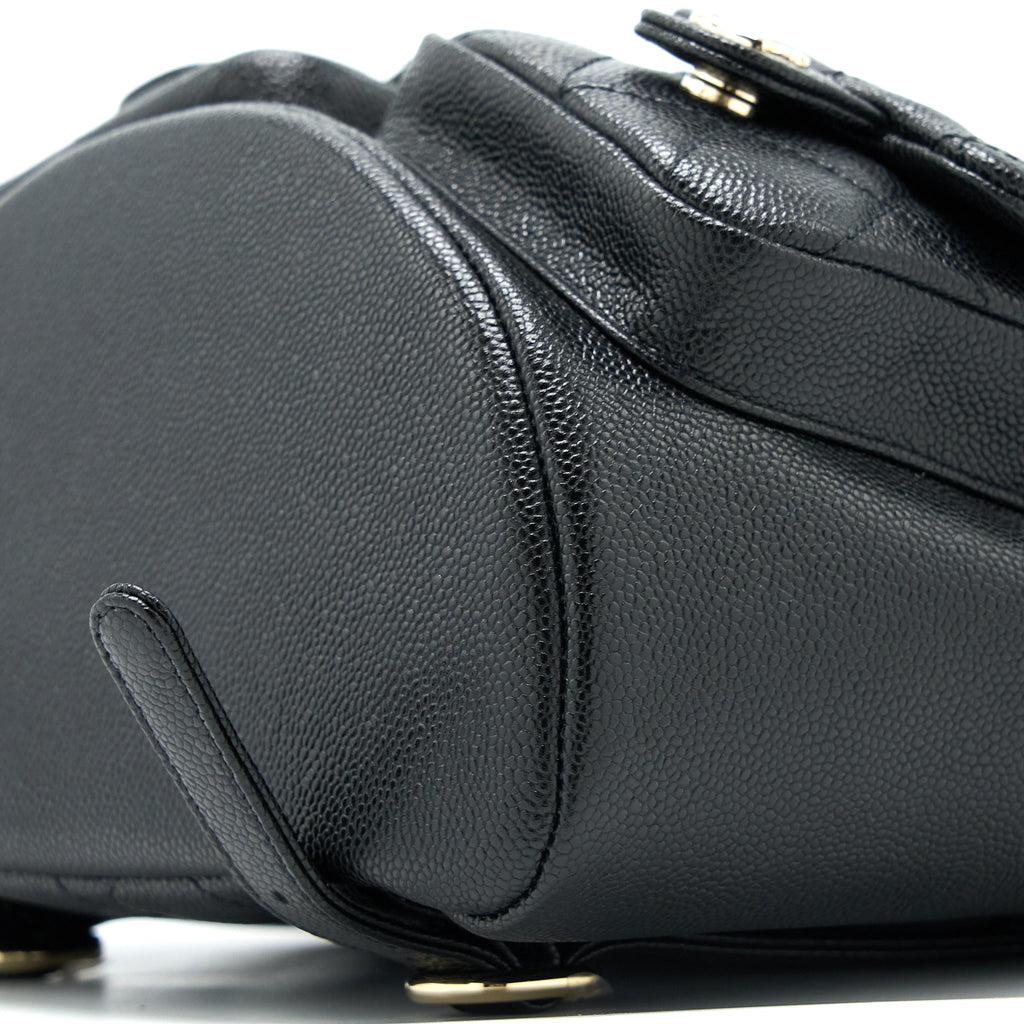 CHANEL 23P TRIPLE PACK BACKPACK CAVIAR BLACK LGHW (MICROCHIP)