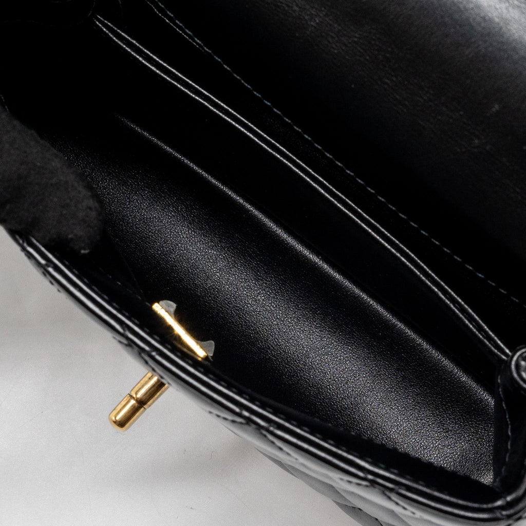 CHANEL SMALL COCO HANDLE LIMITED EDITION SMOOTH CALFSKIN BLACK GHW(MICROCHIP)