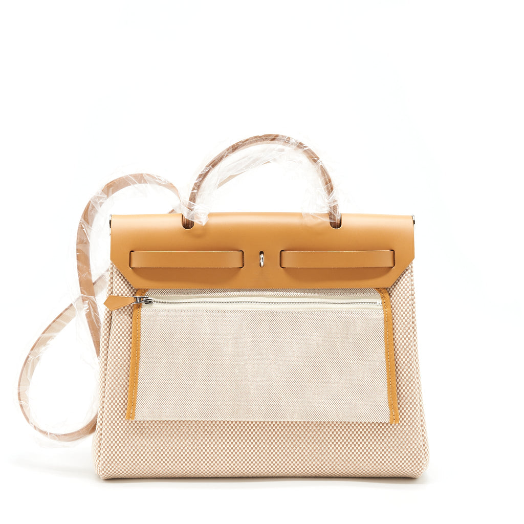HERMES HERBAG 31 ZIP BAG CANVAS ECRU BEIGE/ NATURAL SABLE SHW