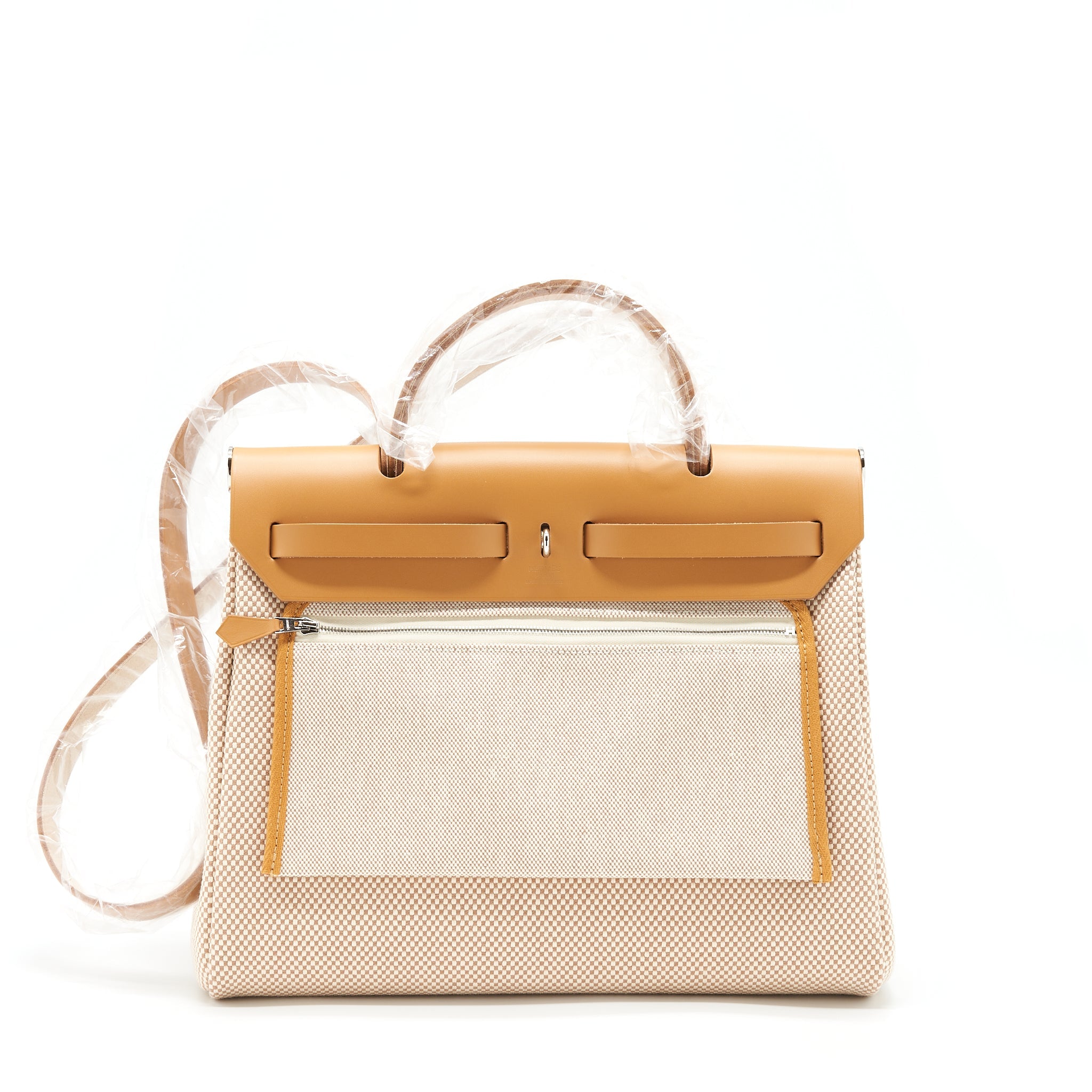 HERMES HERBAG 31 ZIP BAG CANVAS ECRU BEIGE/ NATURAL SABLE SHW