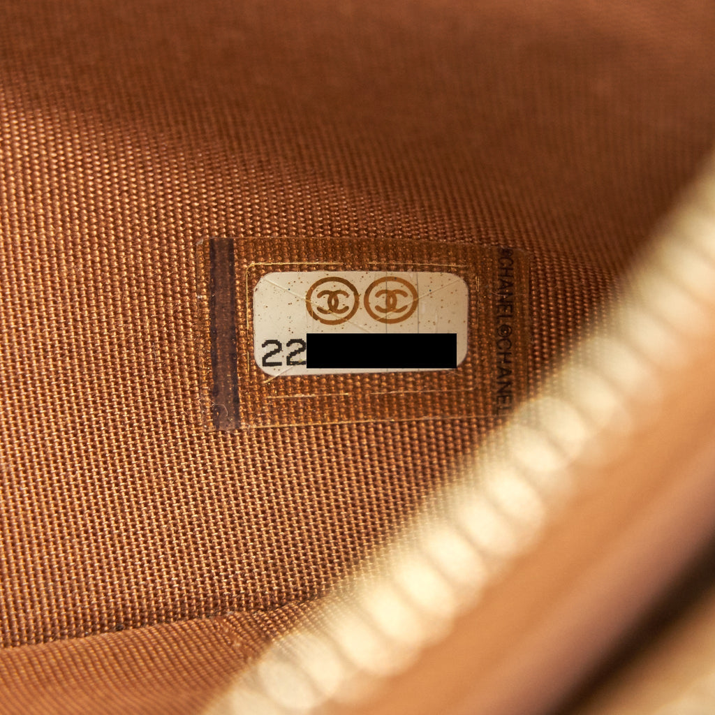 CHANEL STUD DOUBLE ZIP WALLET ON CHAIN DARK BEIGE