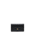 CHANEL CLASSIC LONG WALLET LAMBSKIN BLACK GHW