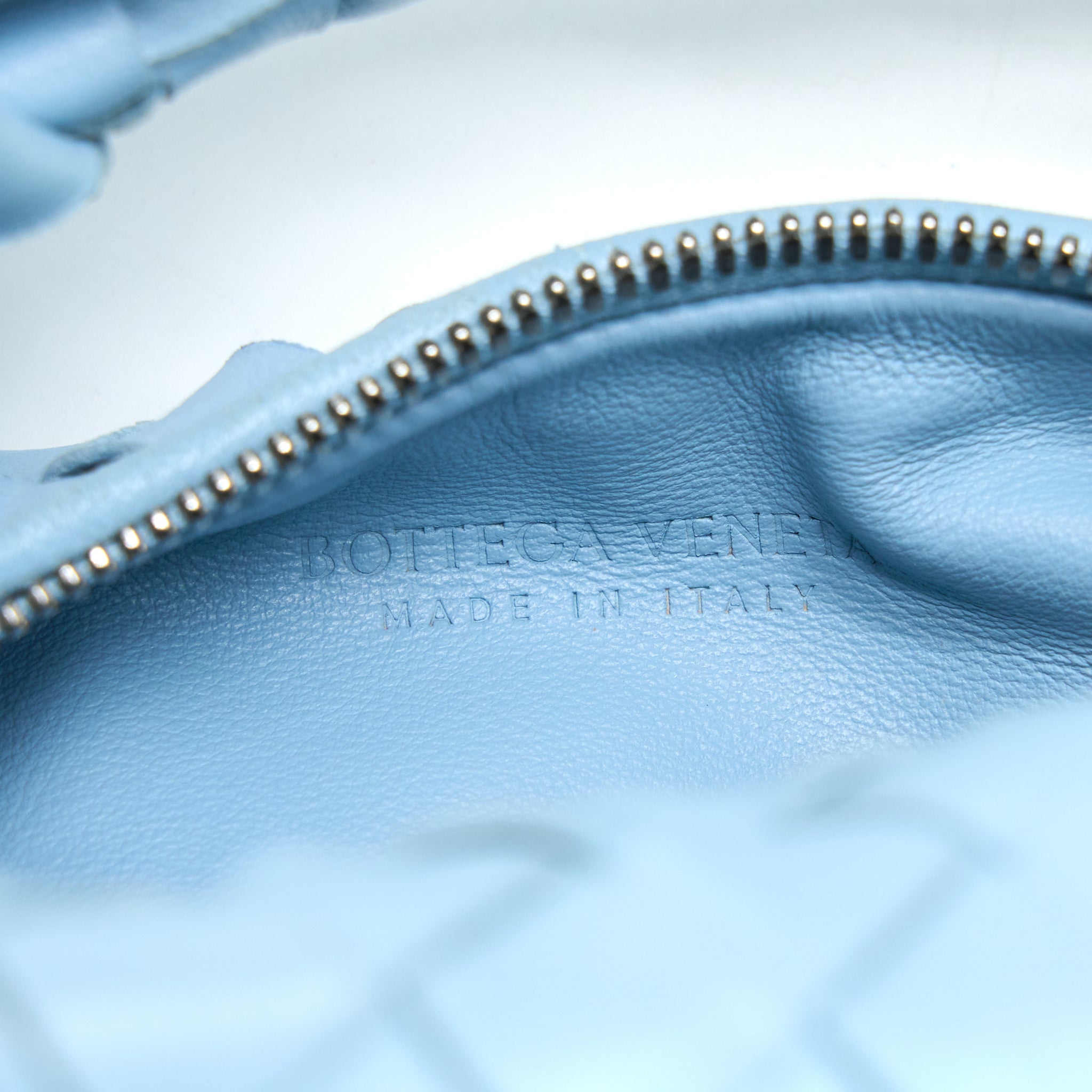 BOTTEGA VENETA MINI JODIE BAG LIGHT BLUE SHW