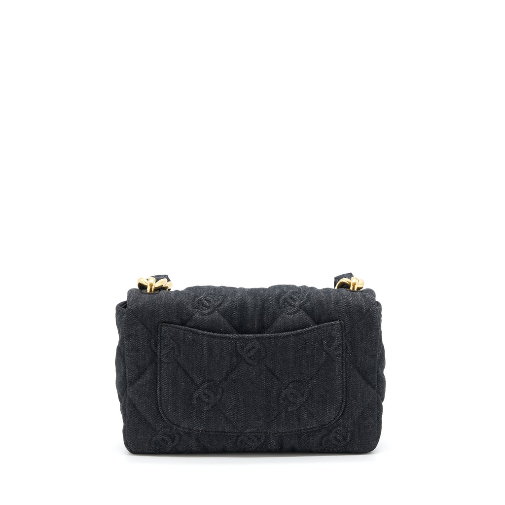 CHANEL 22S SMALL DENIM CC LOGO SHOULDER BAG GHW