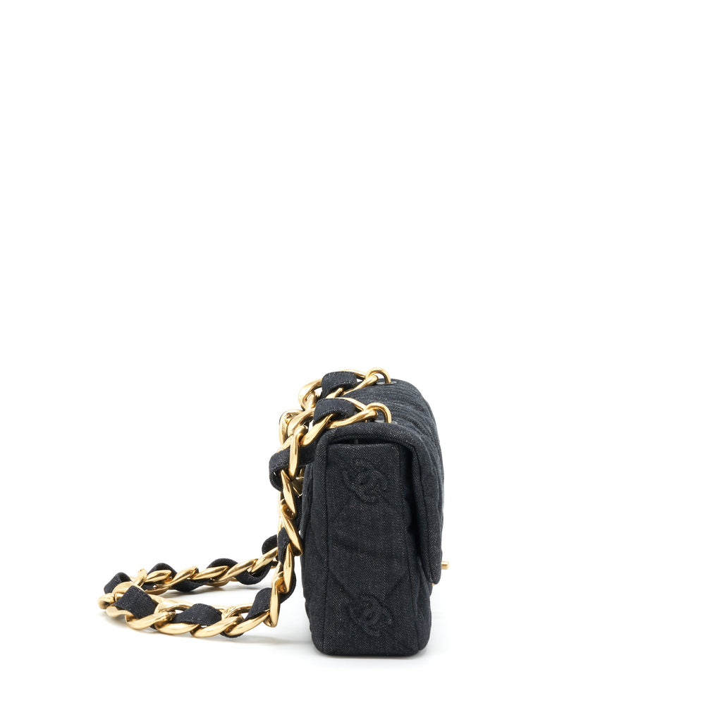 CHANEL 22S SMALL DENIM CC LOGO SHOULDER BAG GHW