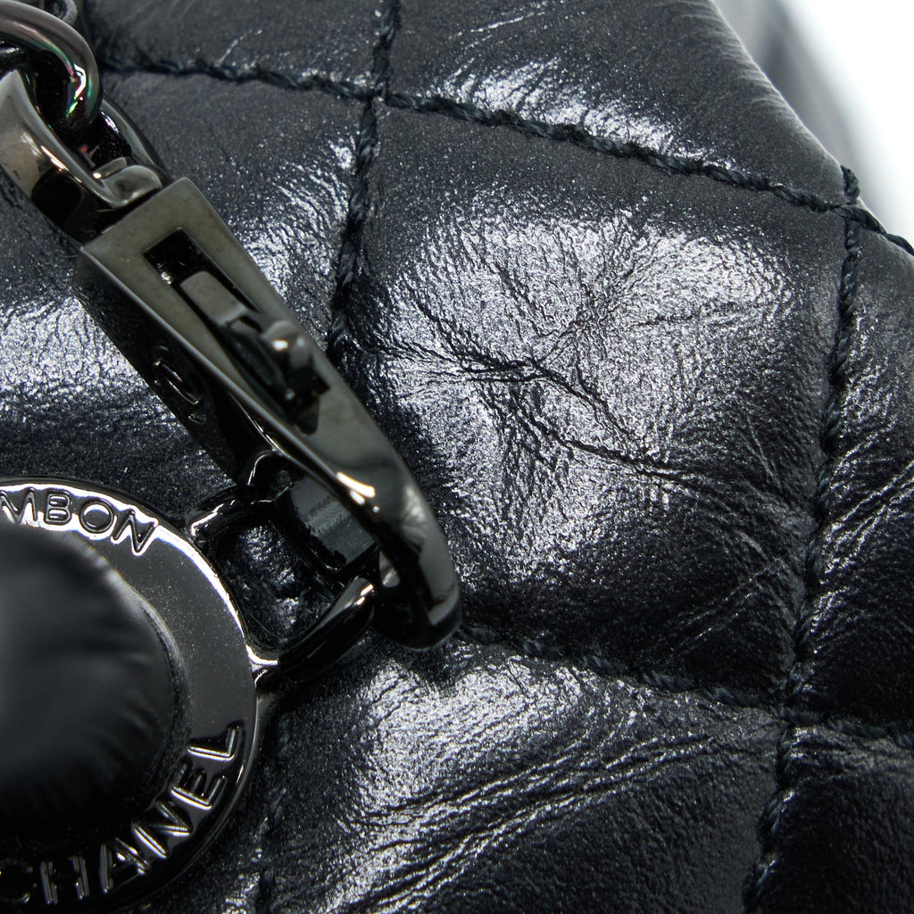 CHANEL SMALL COCO HANDLE AGED CALFSKIN SO BLACK WITH BLACK HARDWARE