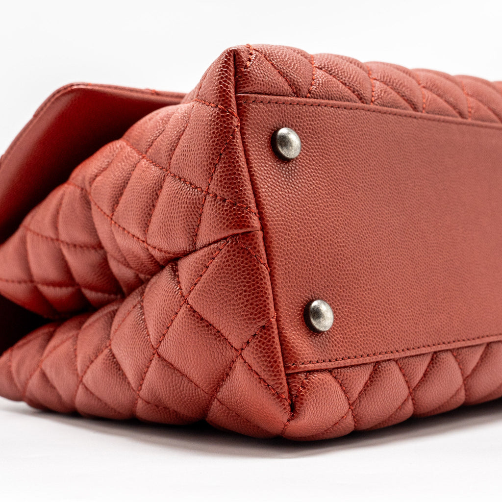 CHANEL LARGE COCO HANDLE CAVIAR DARK RED RUTHENIUM HARDWARE