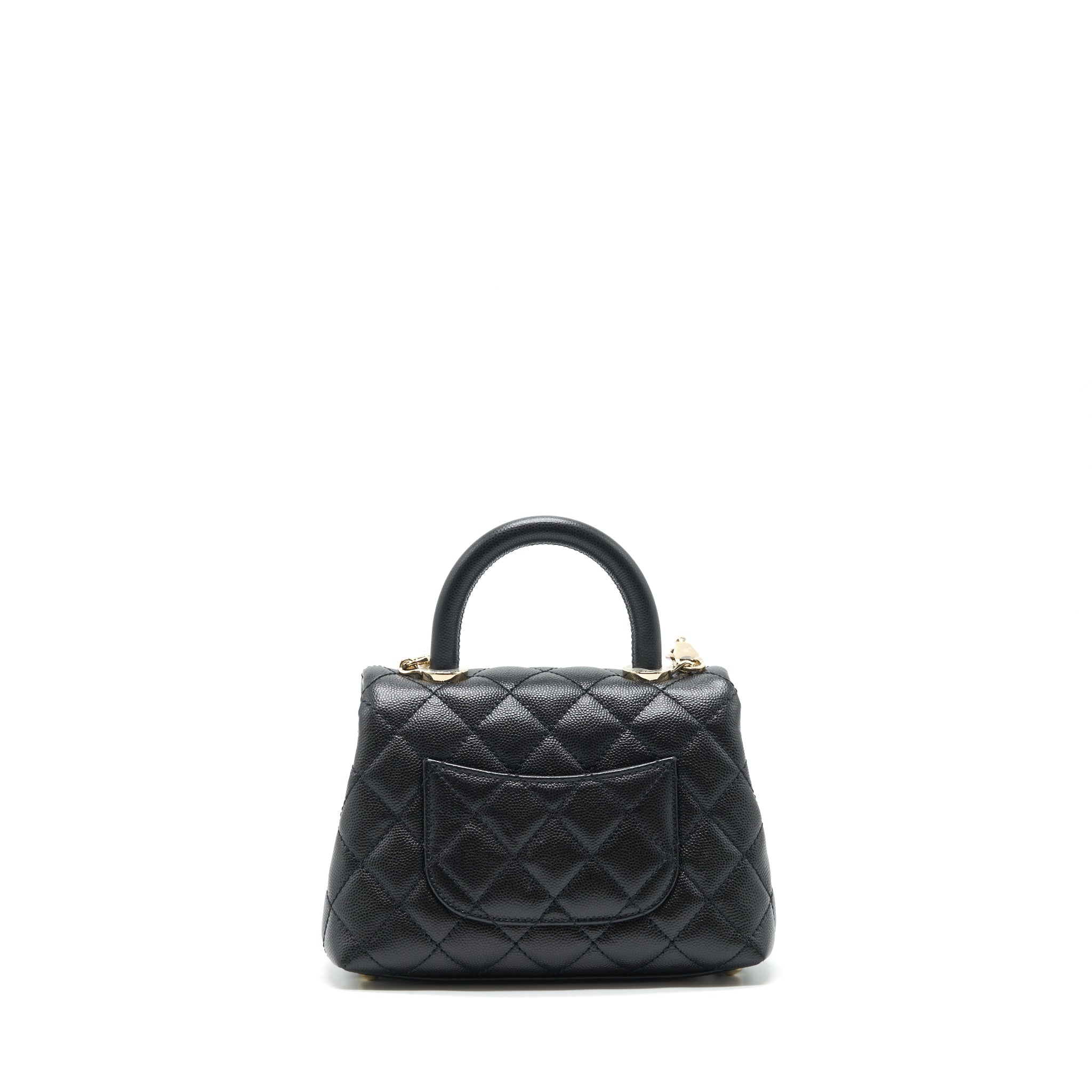 CHANEL MINI COCO HANDLE 20CM CAVIAR BLACK LGHW (MICROCHIP)