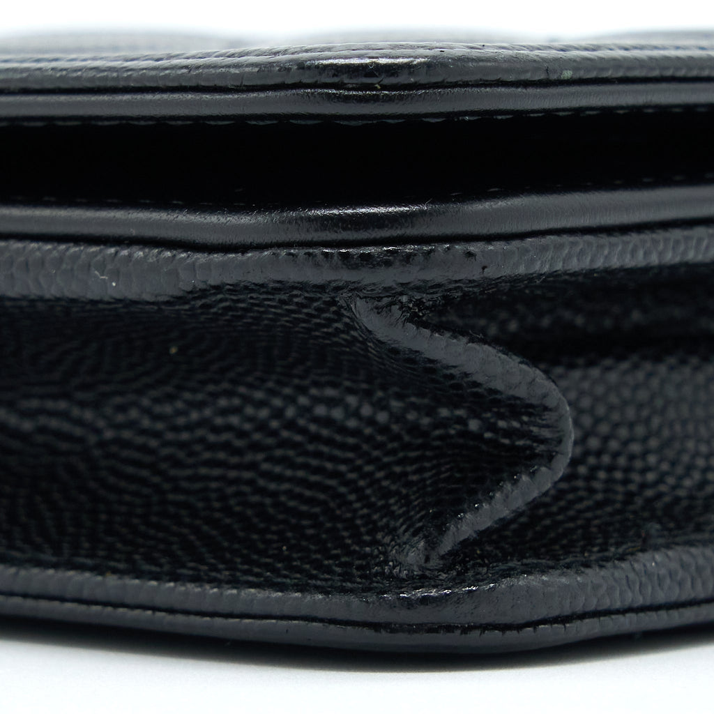 CHANEL BOY WALLET ON CHAIN CAVIAR BLACK RUTHENIUM HARDWARE (MICROCHIP)