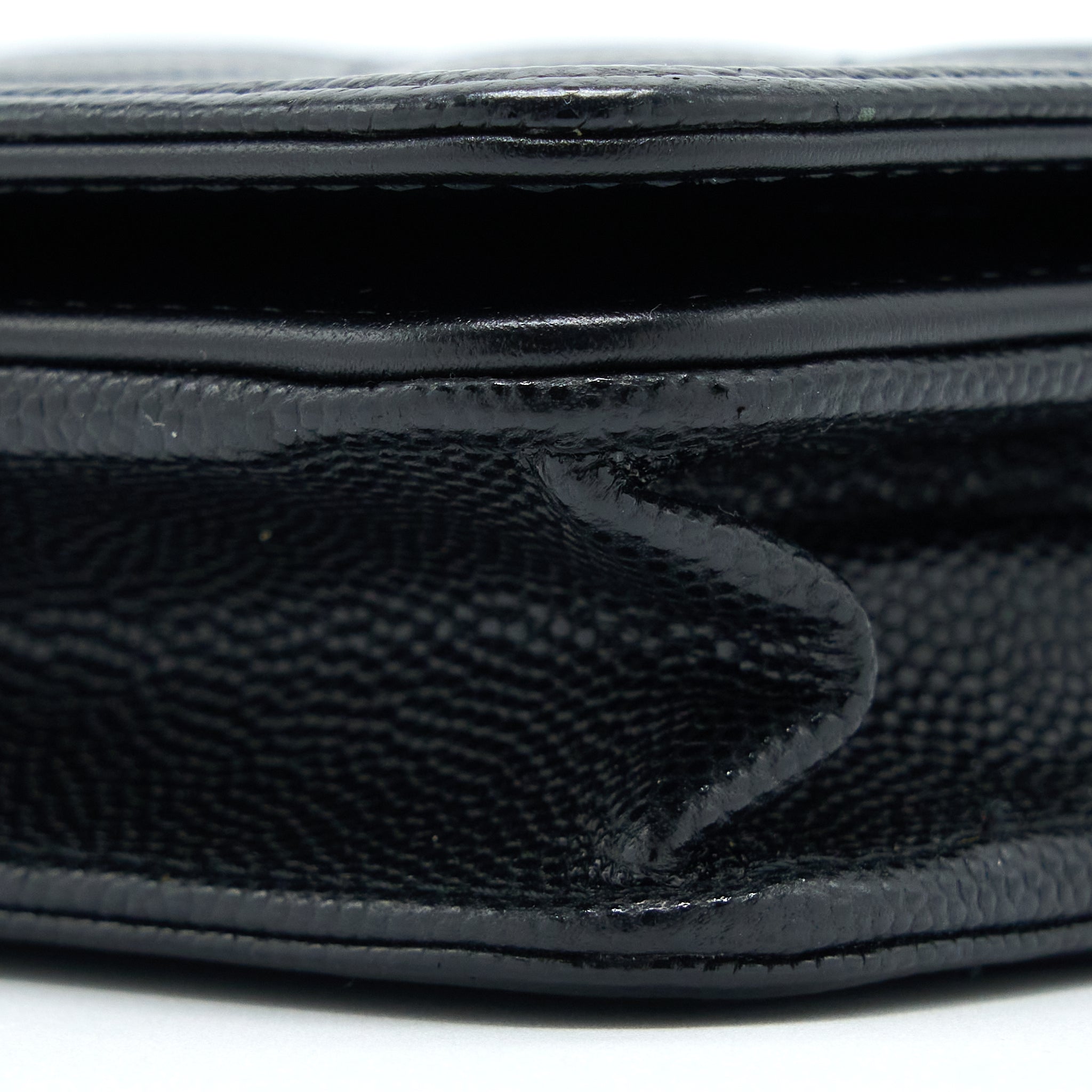 CHANEL BOY WALLET ON CHAIN CAVIAR BLACK RUTHENIUM HARDWARE (MICROCHIP)