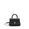 CHANEL MINI COCO HANDLE 20CM CAVIAR BLACK LGHW (MICROCHIP)