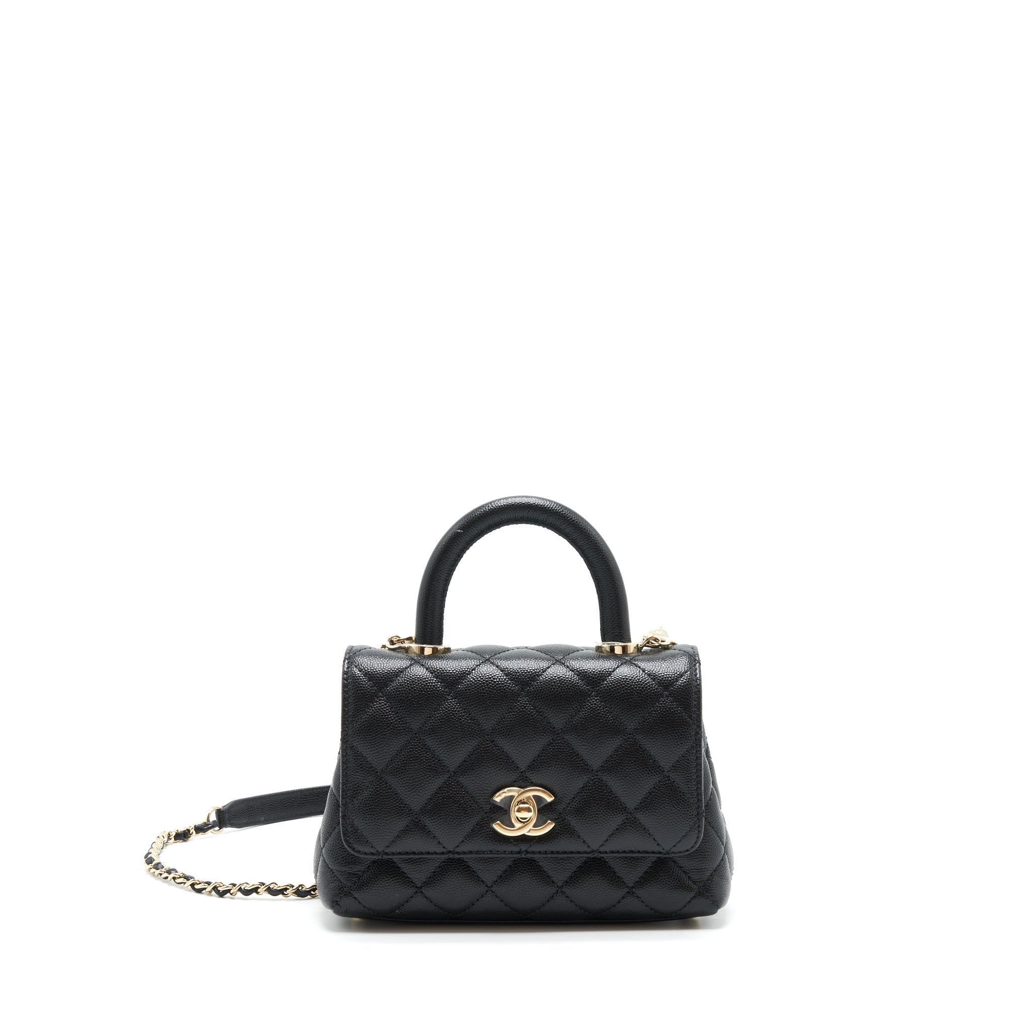 CHANEL MINI COCO HANDLE 20CM CAVIAR BLACK LGHW (MICROCHIP)