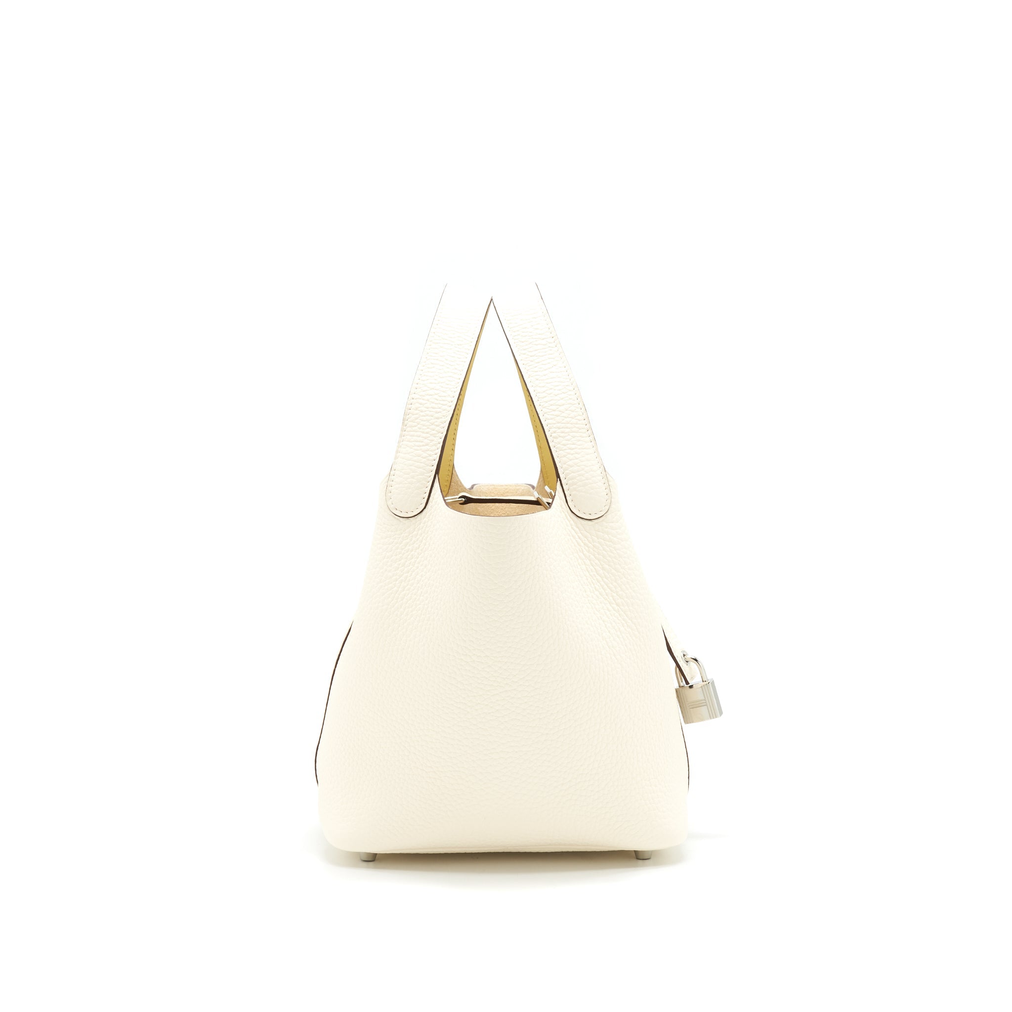 HERMES PICOTIN 18 LOCK BAG NATA WITH JAUNE POUSSIN HANDLE SHW