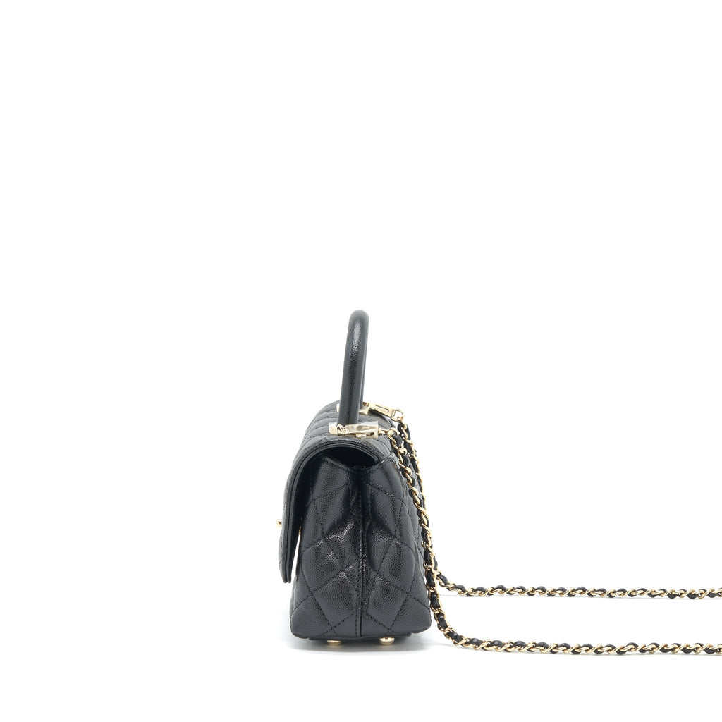 CHANEL MINI COCO HANDLE 20CM CAVIAR BLACK LGHW (MICROCHIP)