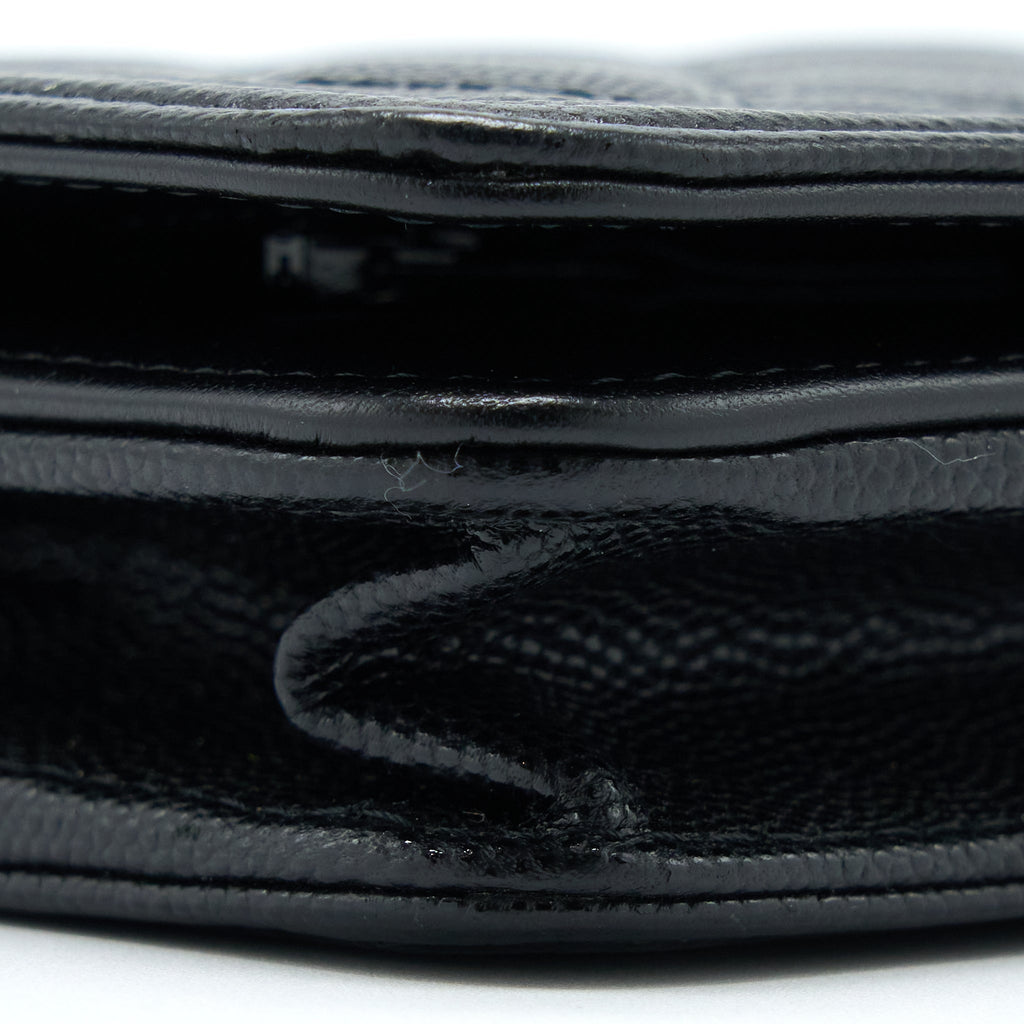 CHANEL BOY WALLET ON CHAIN CAVIAR BLACK RUTHENIUM HARDWARE (MICROCHIP)