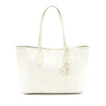 CHRISTIAN DIOR CANVAS AND LEATHER TOTE BAG IN CREAMY WHITE