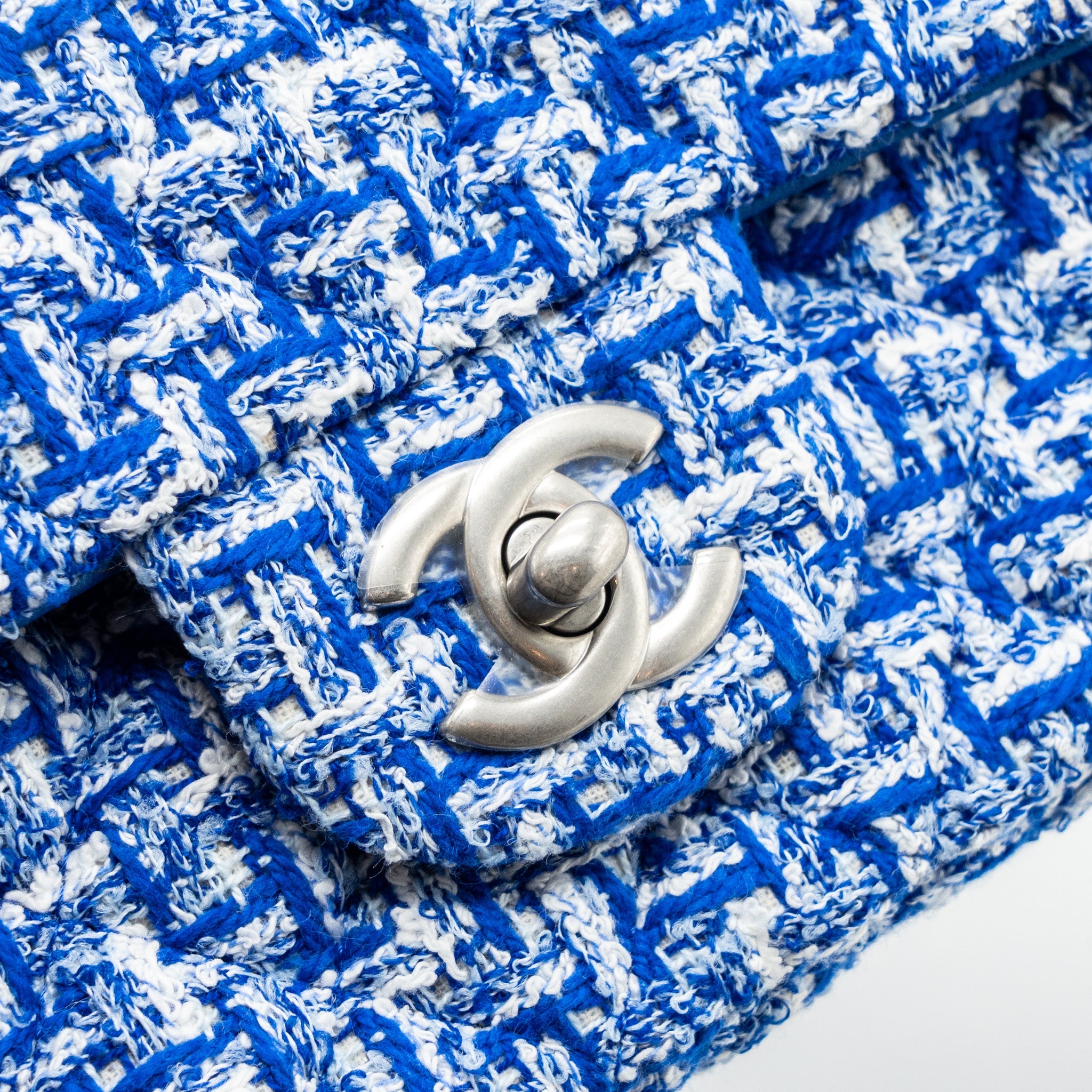 CHANEL MINI RECTANGULAR FLAP TWEED BLUE / MULTICOLOUR SHW (MICROCHIP)