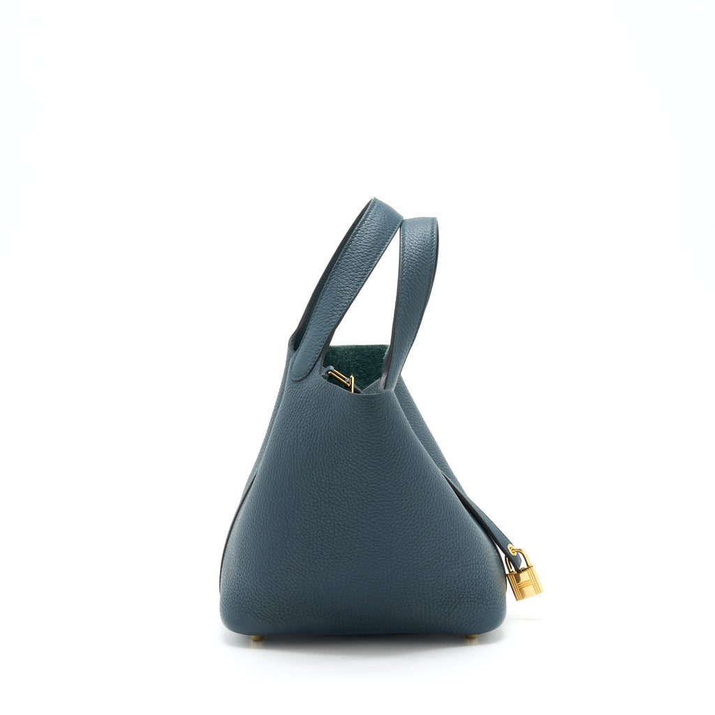HERMES PICOTIN 18 LOCK BAG CLEMENCE 6O VERT CYPRESS GHW