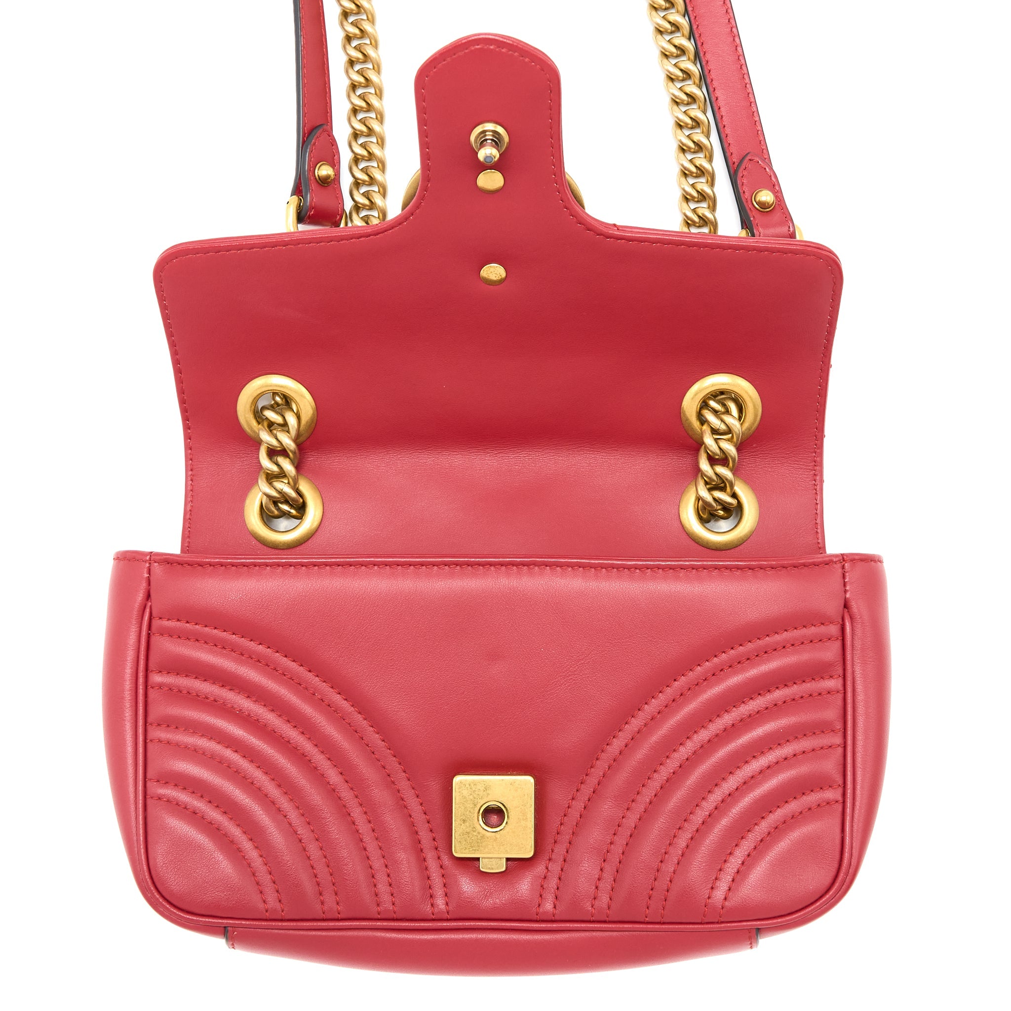 GUCCI MINI MARMONT CALFSKIN RED GHW