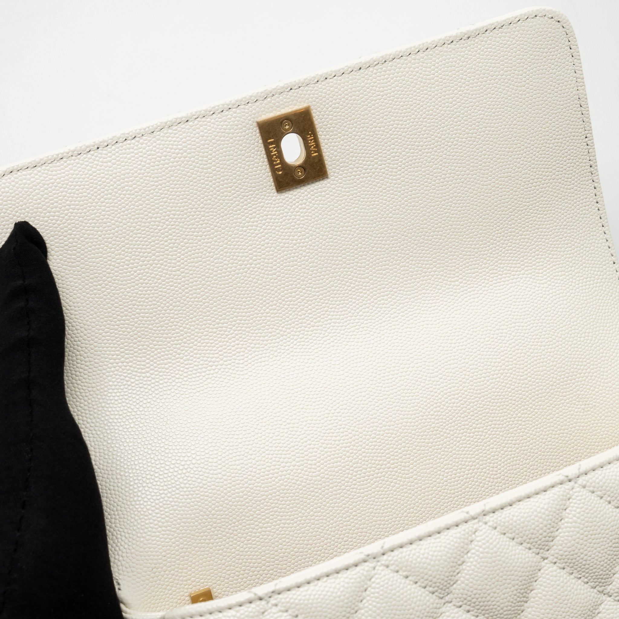 CHANEL DETAILED TOP HANDLE SMALL COCO HANDLE CAVIAR WHITE GHW (MICROCHIP)