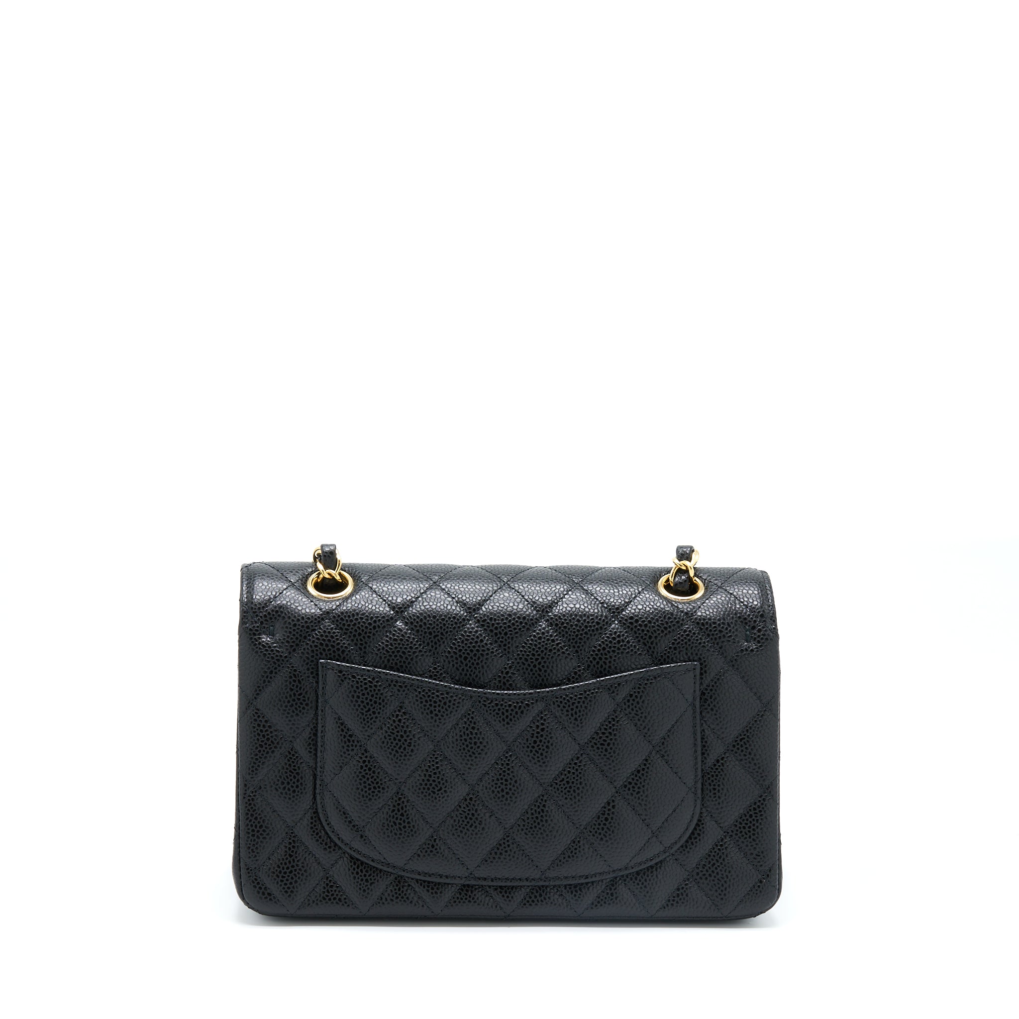 CHANEL SMALL CLASSIC DOUBLE FLAP BAG CAVIAR BLACK GHW (MICROCHIP)