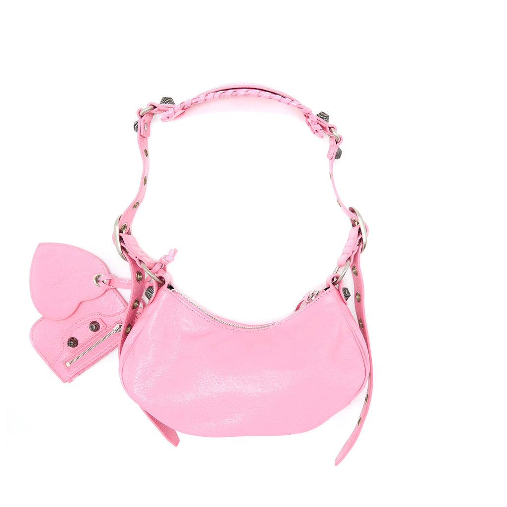 BALENCIAGA LE CAGOLE XS SHOULDER BAG CALFSKIN PINK AGED-SILVER HARDWARE