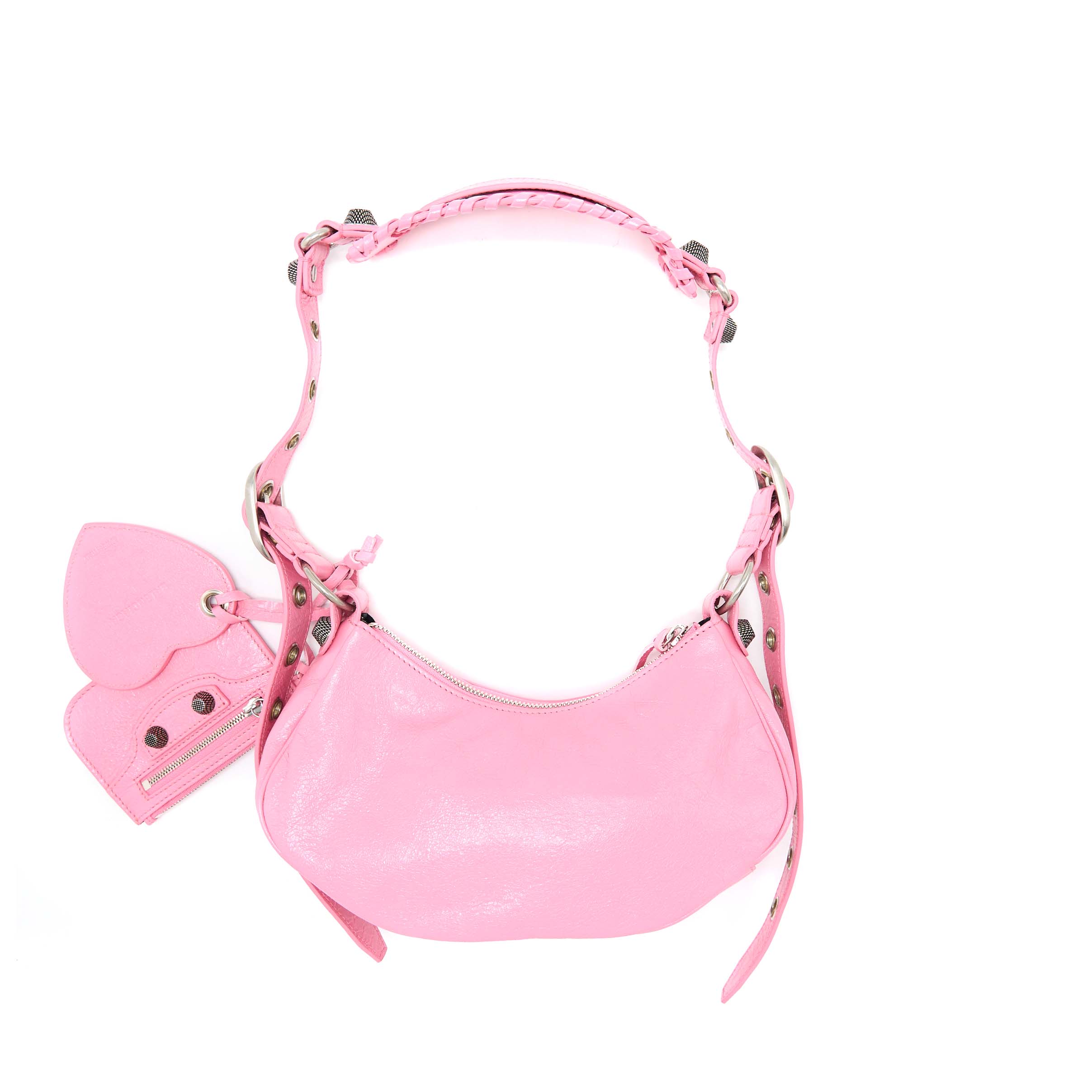 BALENCIAGA LE CAGOLE XS SHOULDER BAG CALFSKIN PINK AGED-SILVER HARDWARE