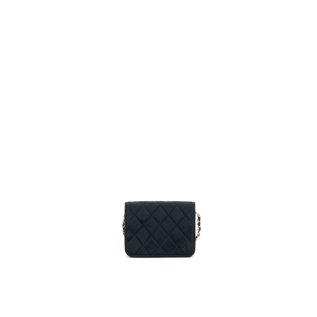 CHANEL VELVET PEARL CRUSH MINI BELT BAG BLACK WITH LGHW
