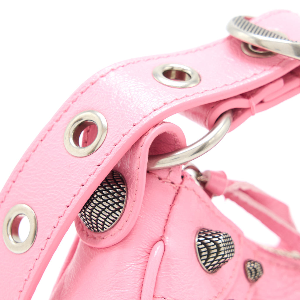 BALENCIAGA LE CAGOLE XS SHOULDER BAG CALFSKIN PINK AGED-SILVER HARDWARE