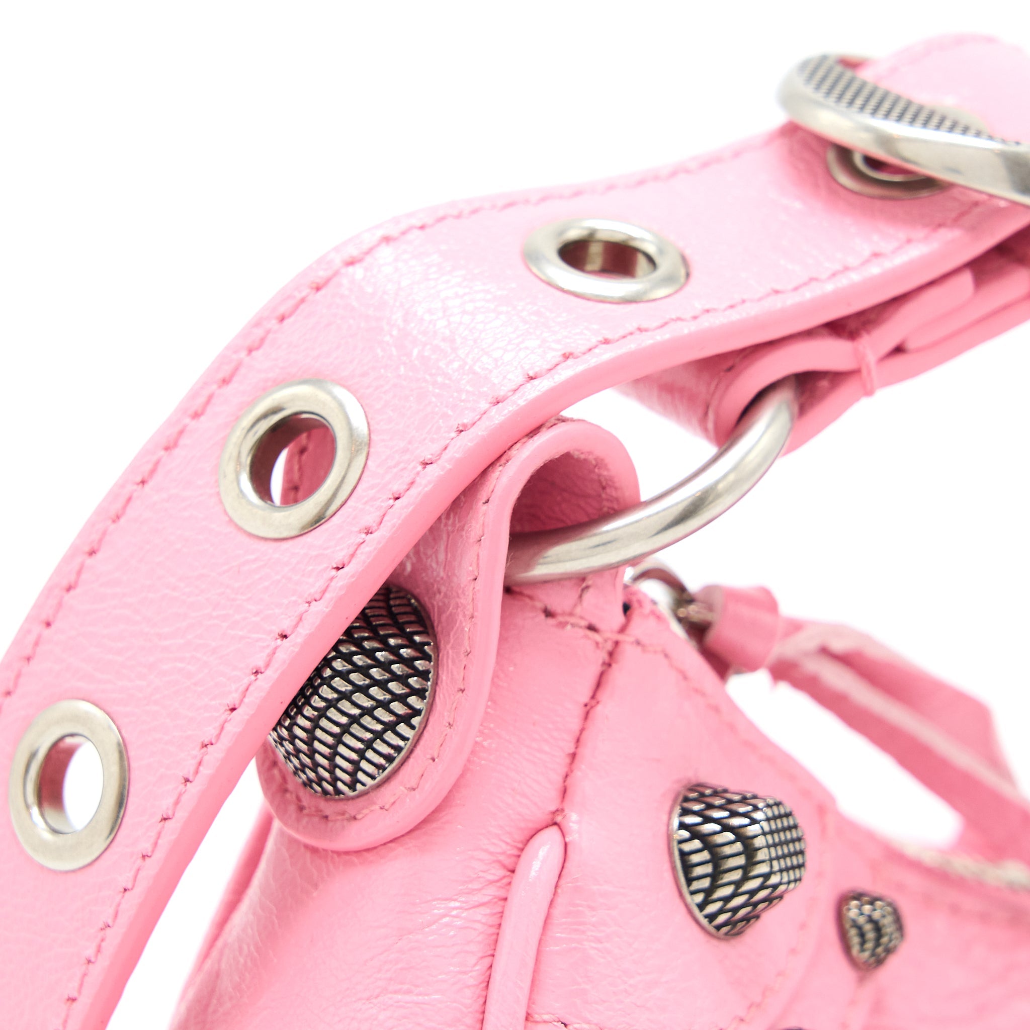 BALENCIAGA LE CAGOLE XS SHOULDER BAG CALFSKIN PINK AGED-SILVER HARDWARE