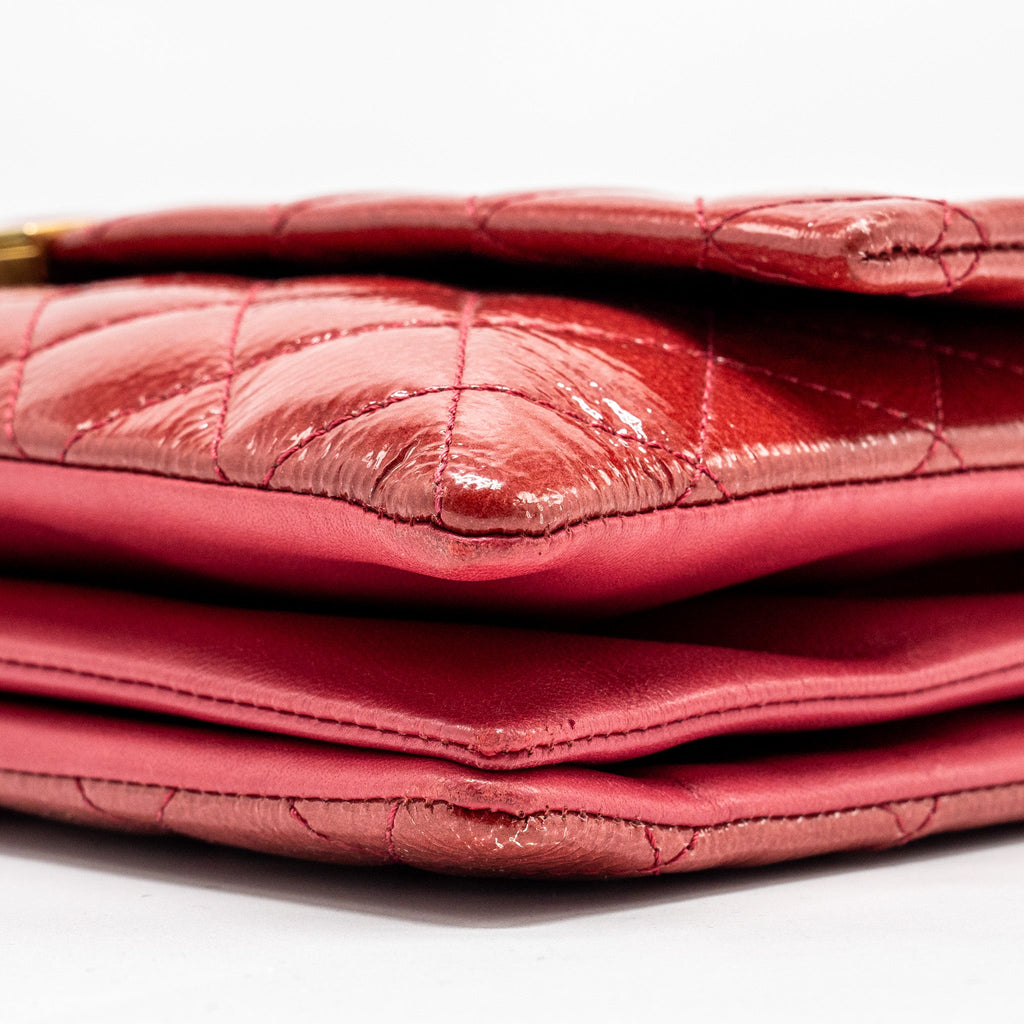 CHANEL SEASONAL FLAP BAG PATENT GOATSKIN/LAMBSKIN RED GHW