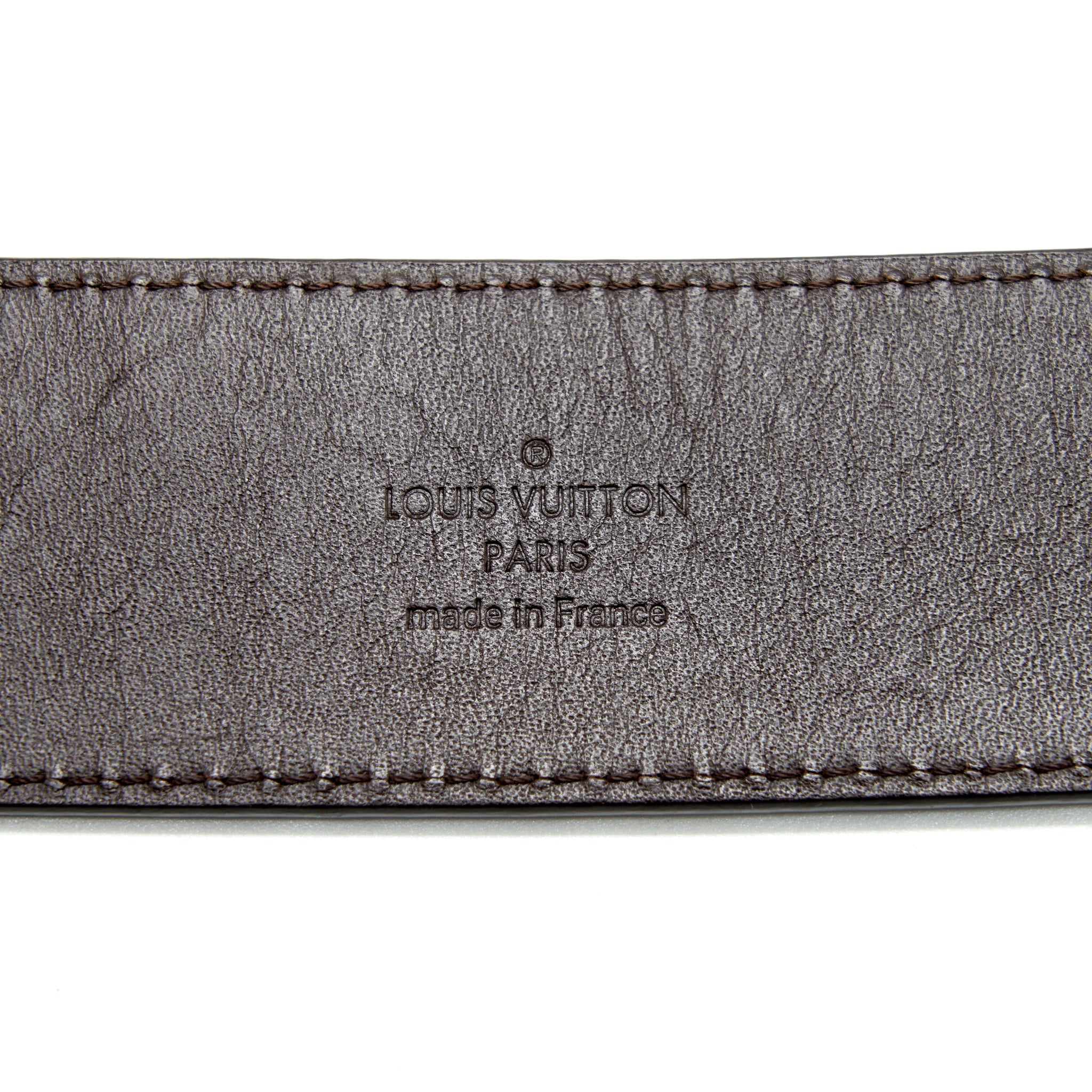 LOUIS VUITTON INITIALES BELT DAMIER EBENE CANVAS BROWN 95CM