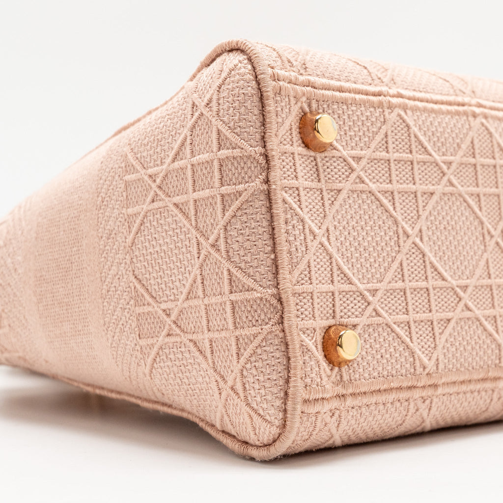 DIOR MEDIUM LADY D-LITE BAG CANNAGE EMBROIDERY ROSEWOOD PINK HARDWARE