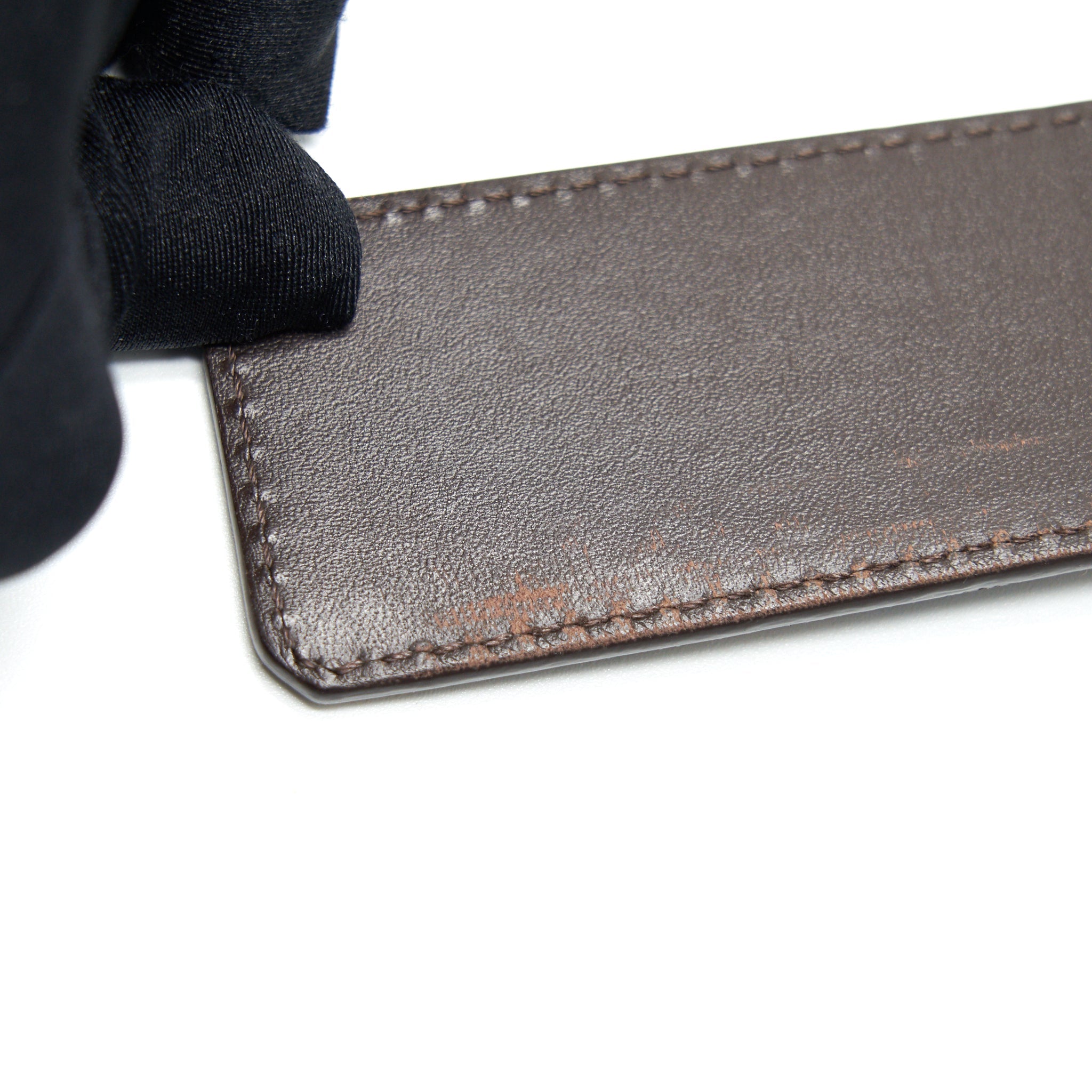 LOUIS VUITTON INITIALES BELT DAMIER EBENE CANVAS BROWN 95CM